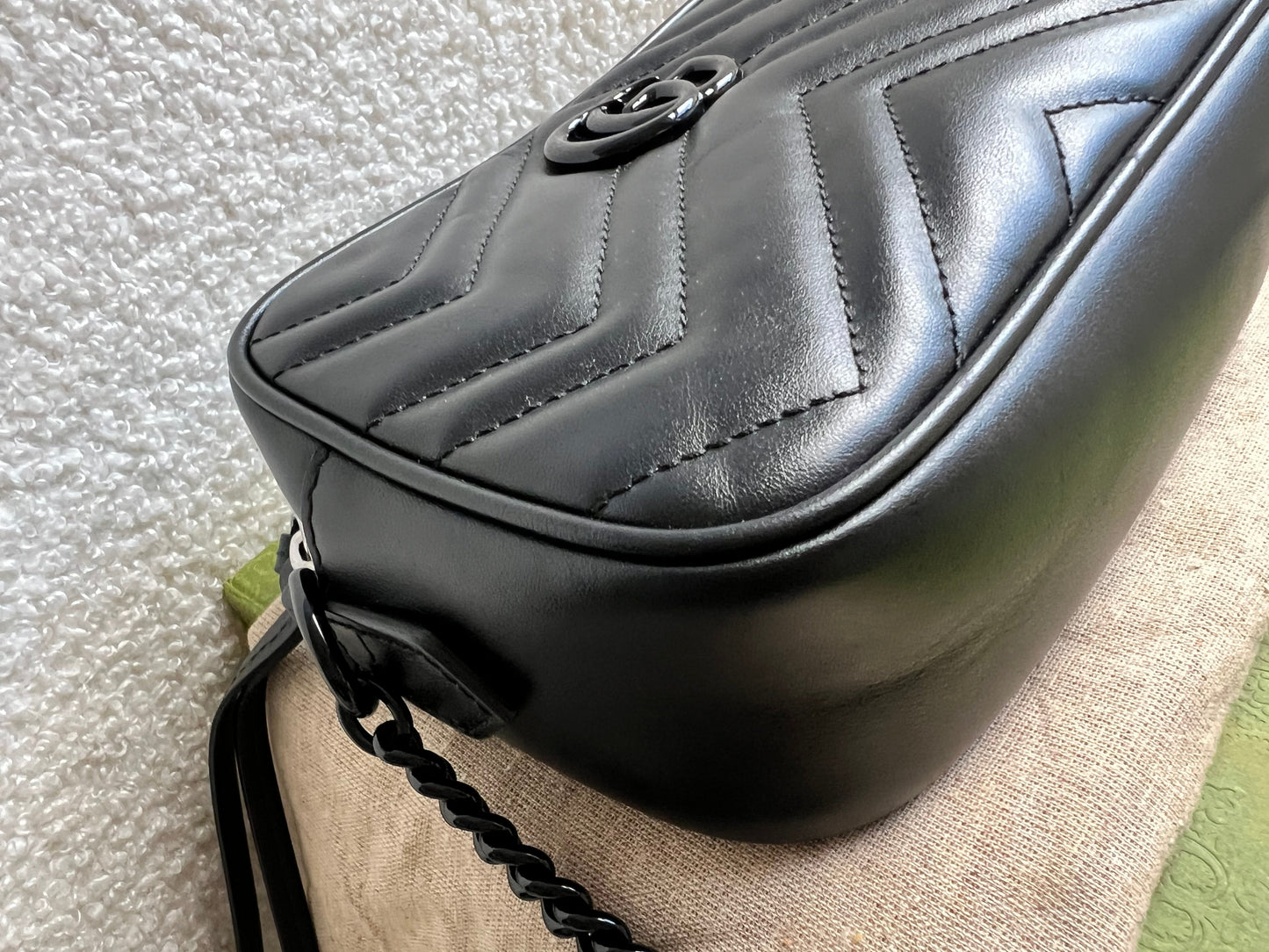 Gucci GG Black on Black Marmont Mini Shoulder Bag (RRP £1,160)