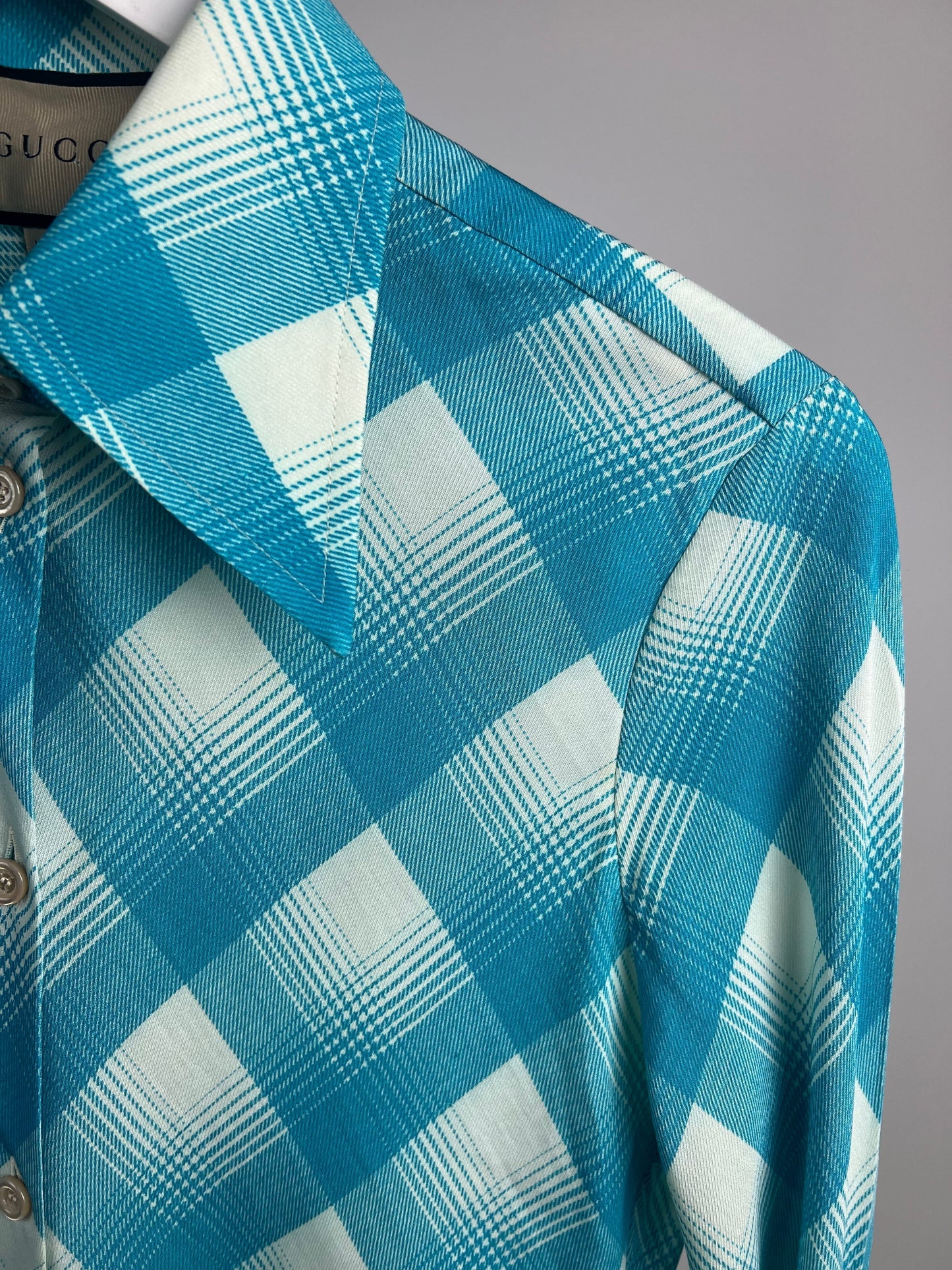 Gucci Turquoise and White Checked Shirt and Skirt Set IT 40 & 42 (UK 8-10)