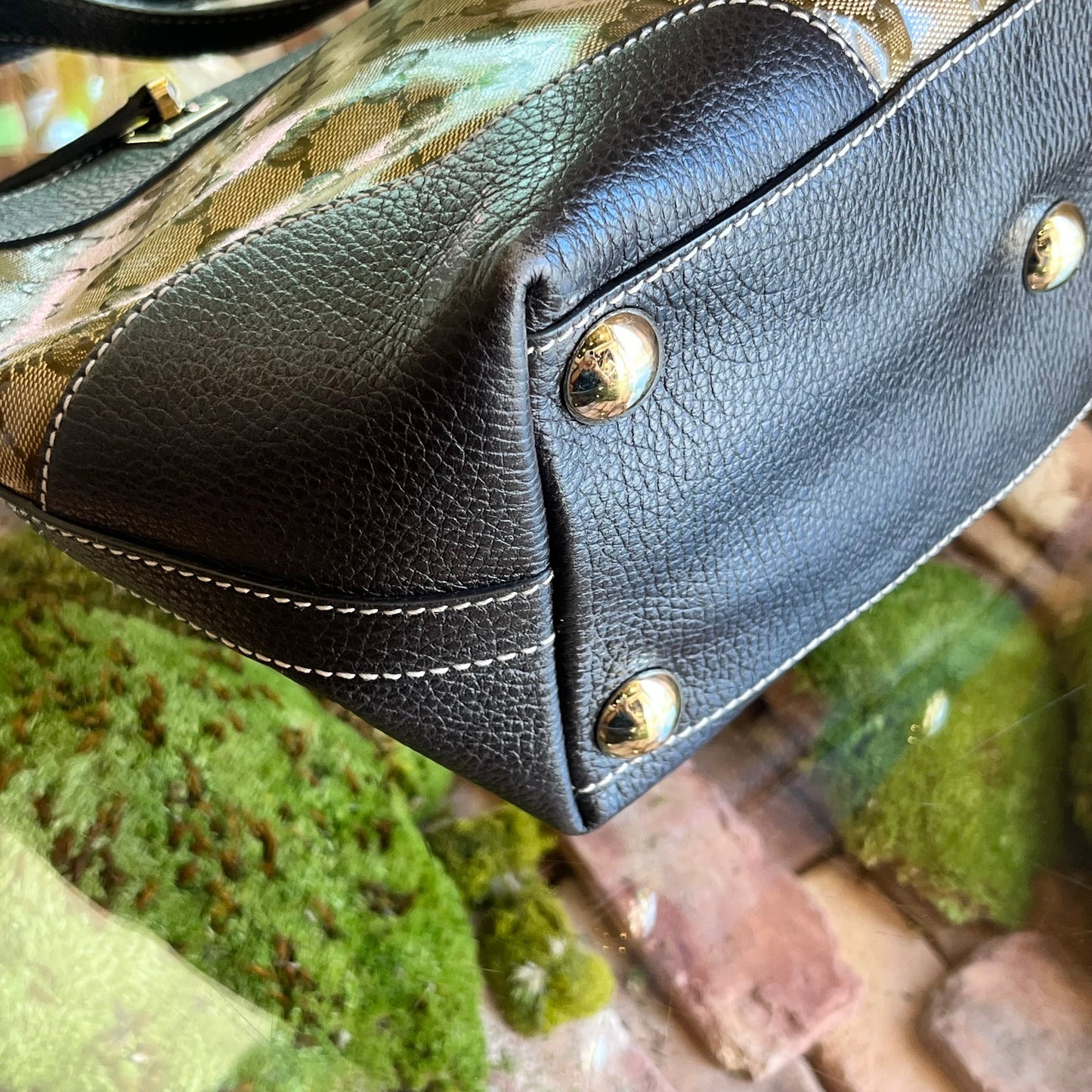 GUCCI Beige Brown GG Crystal Canvas Tote Bag