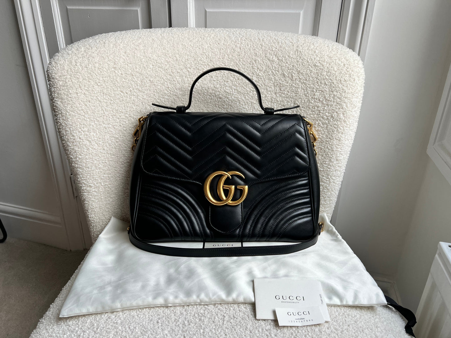 Gucci GG Black Marmont Medium Top Handle Bag (RRP £2290)