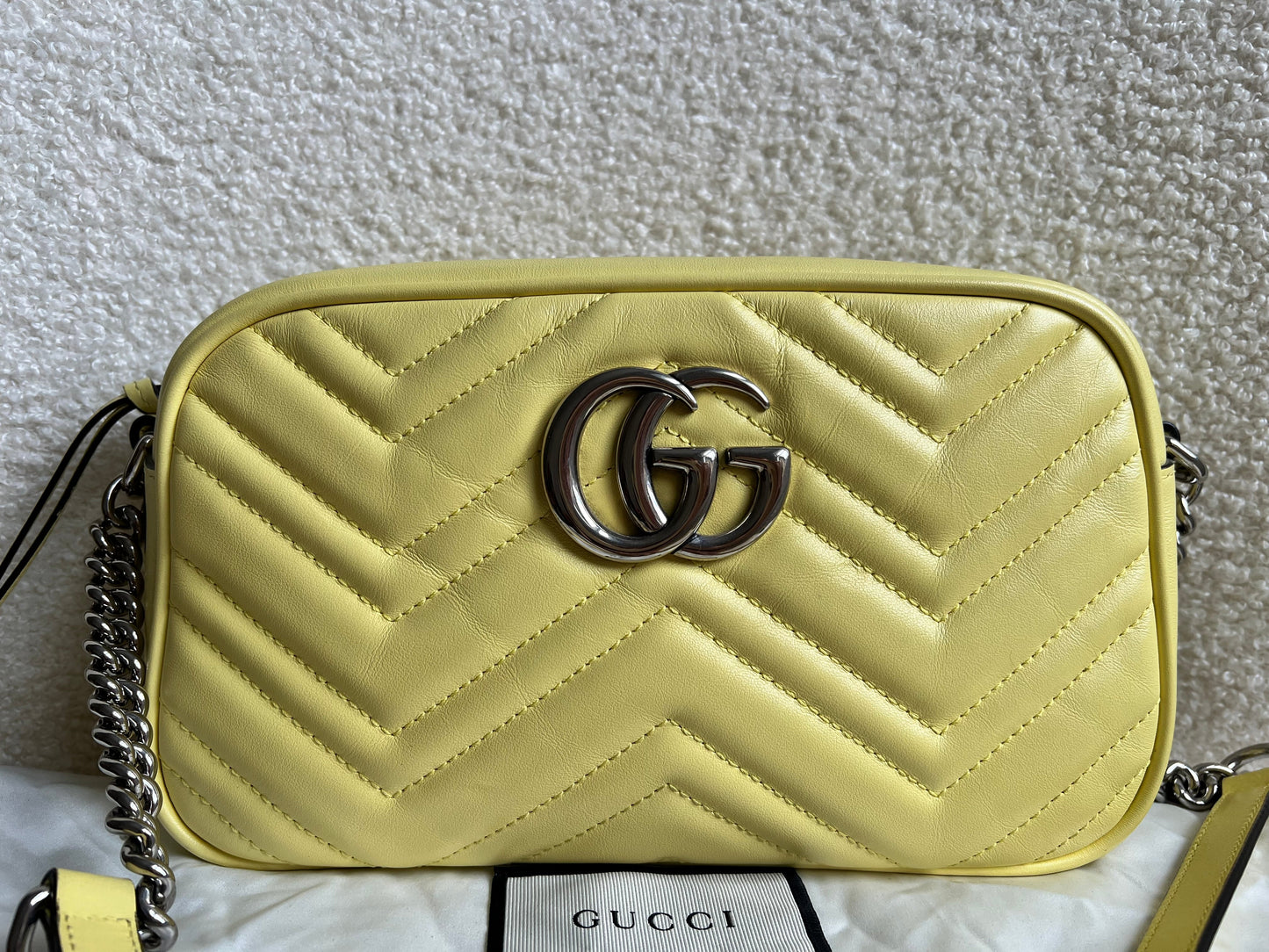 Gucci GG Pale Yellow Marmont Small Shoulder Bag (RRP £1340)