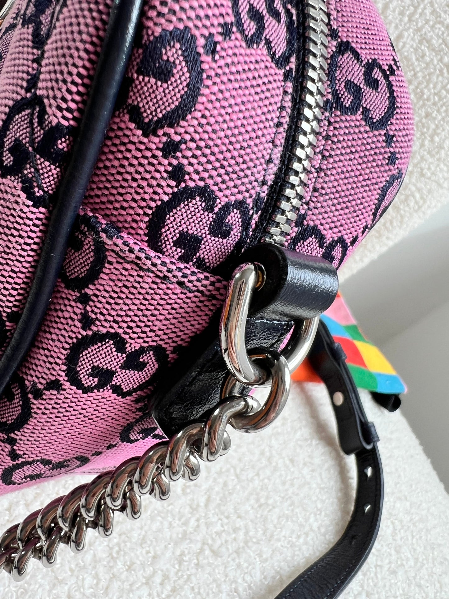 Gucci GG Marmont Pink Canvas Small Shoulder Bag (RRP £1050)