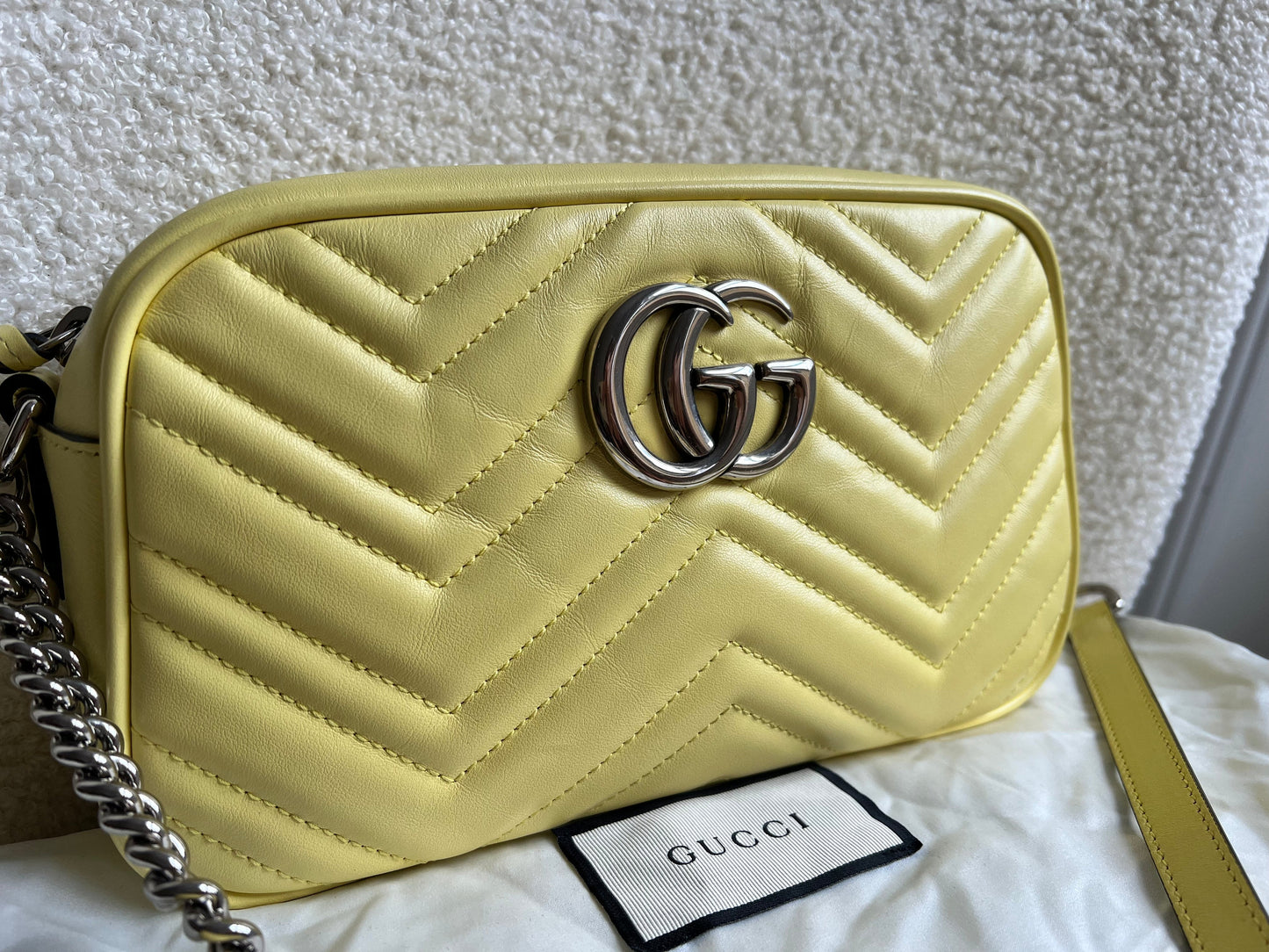 Gucci GG Pale Yellow Marmont Small Shoulder Bag (RRP £1340)