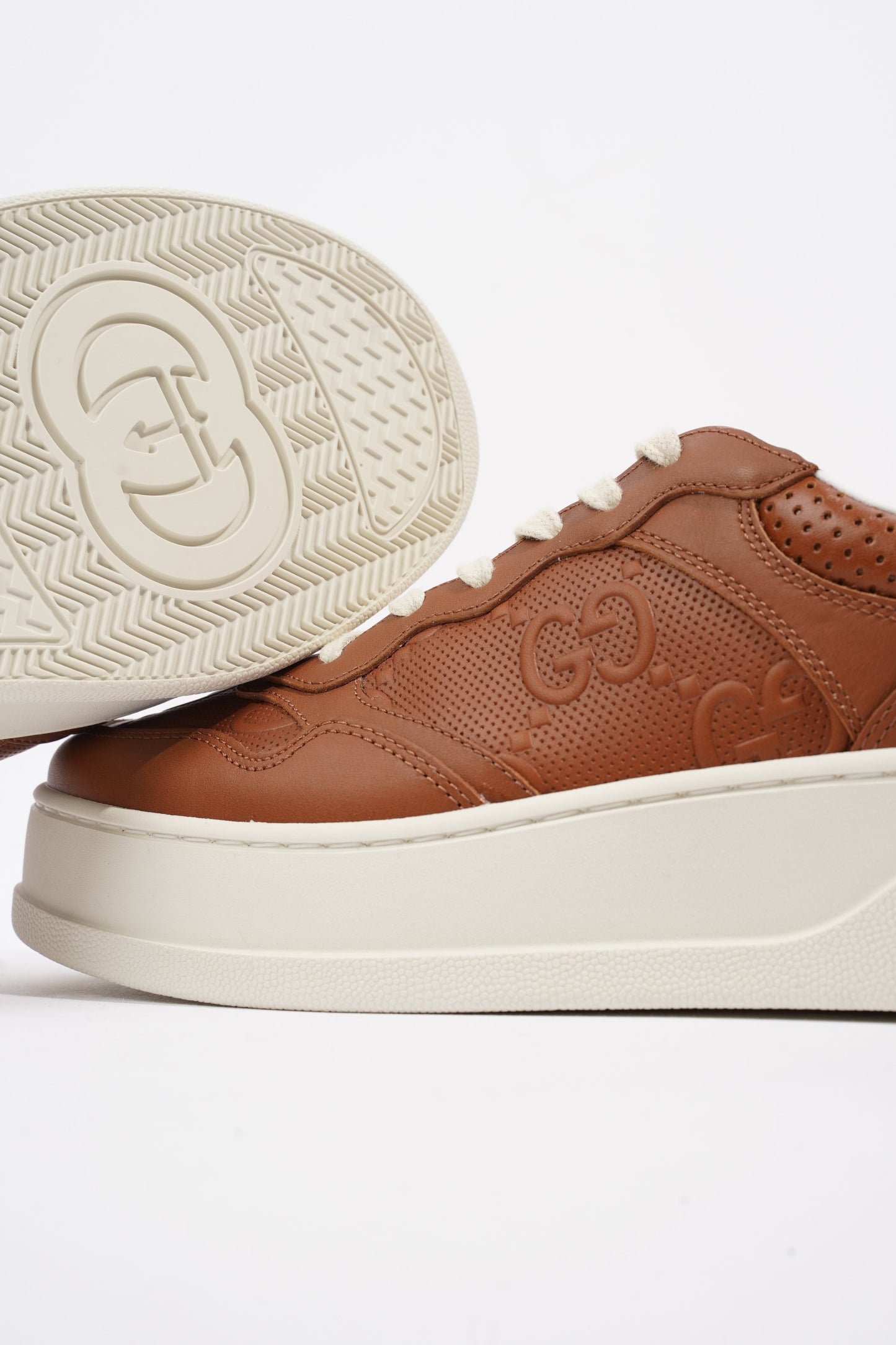 Gucci Chunky B Sneaker Tan Leather EU 42 UK 8