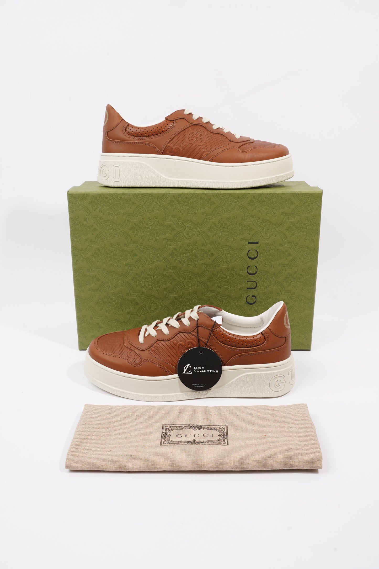 Gucci Chunky B Sneaker Tan Leather EU 42 UK 8