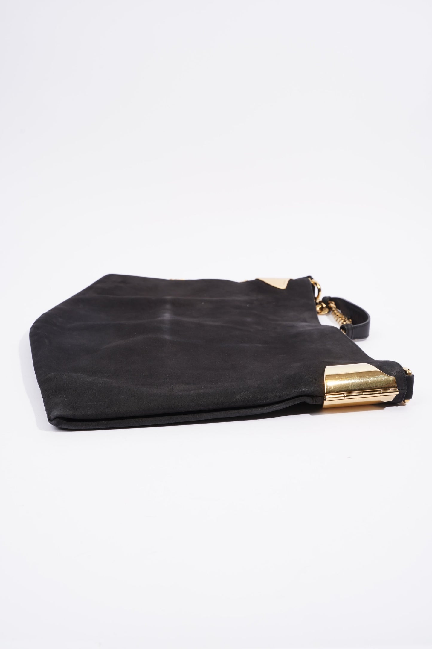 Gucci 1970 Medium Gold Chain Hobo Bag Black Leather