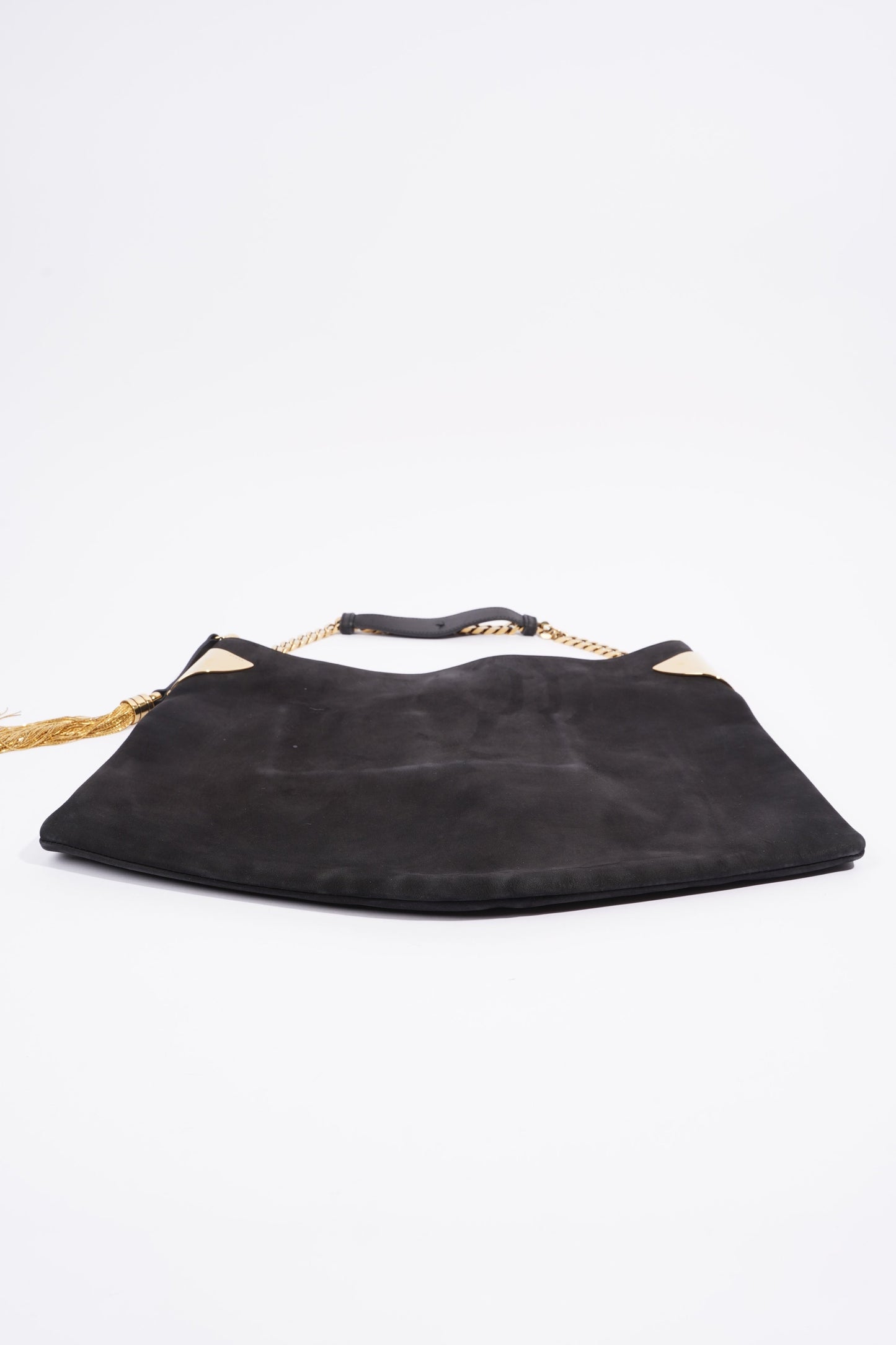 Gucci 1970 Medium Gold Chain Hobo Bag Black Leather