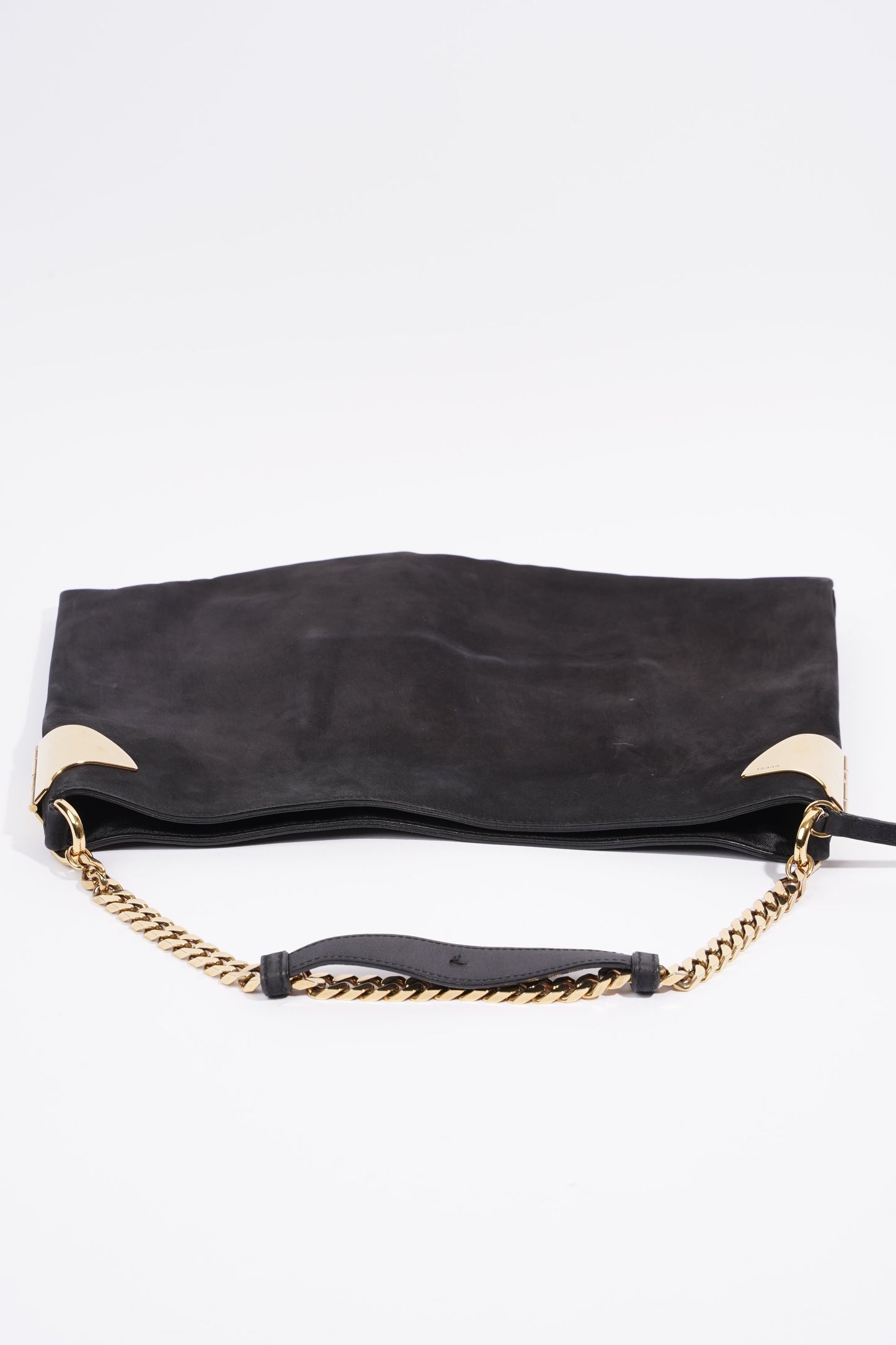 Gucci 1970 Medium Gold Chain Hobo Bag Black Leather