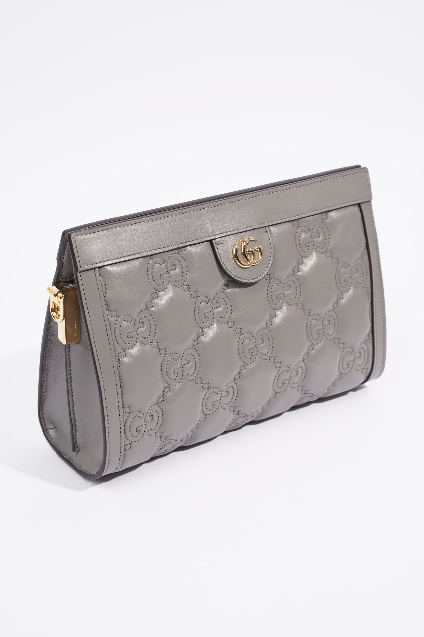 Gucci GG Matelasse Grey Matelasse Leather Small