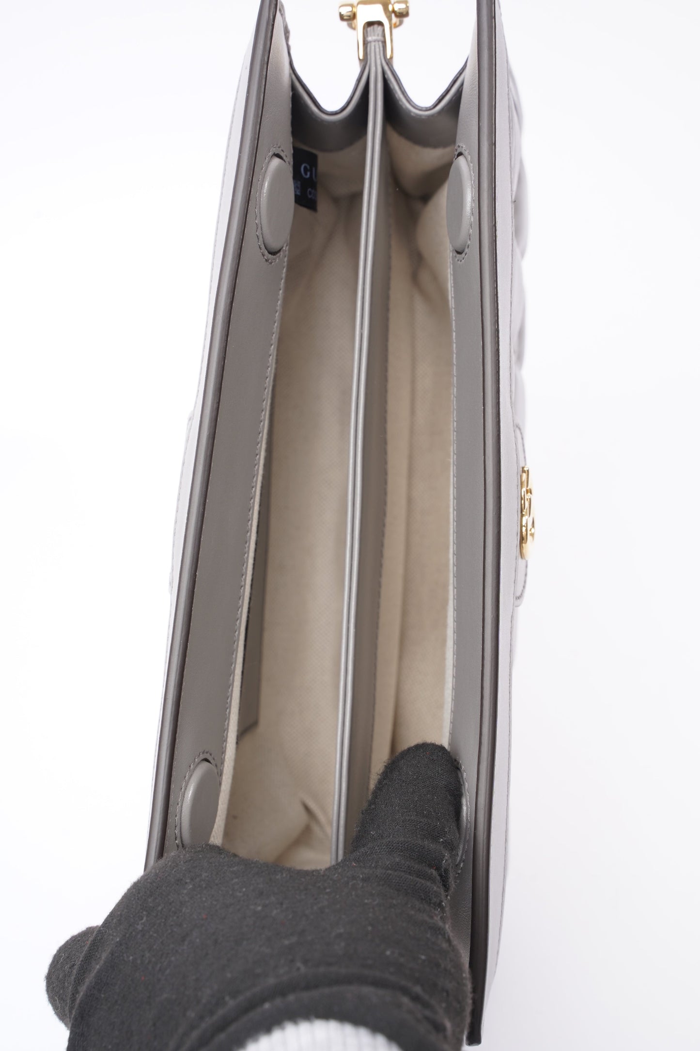 Gucci GG Matelasse Grey Matelasse Leather Small