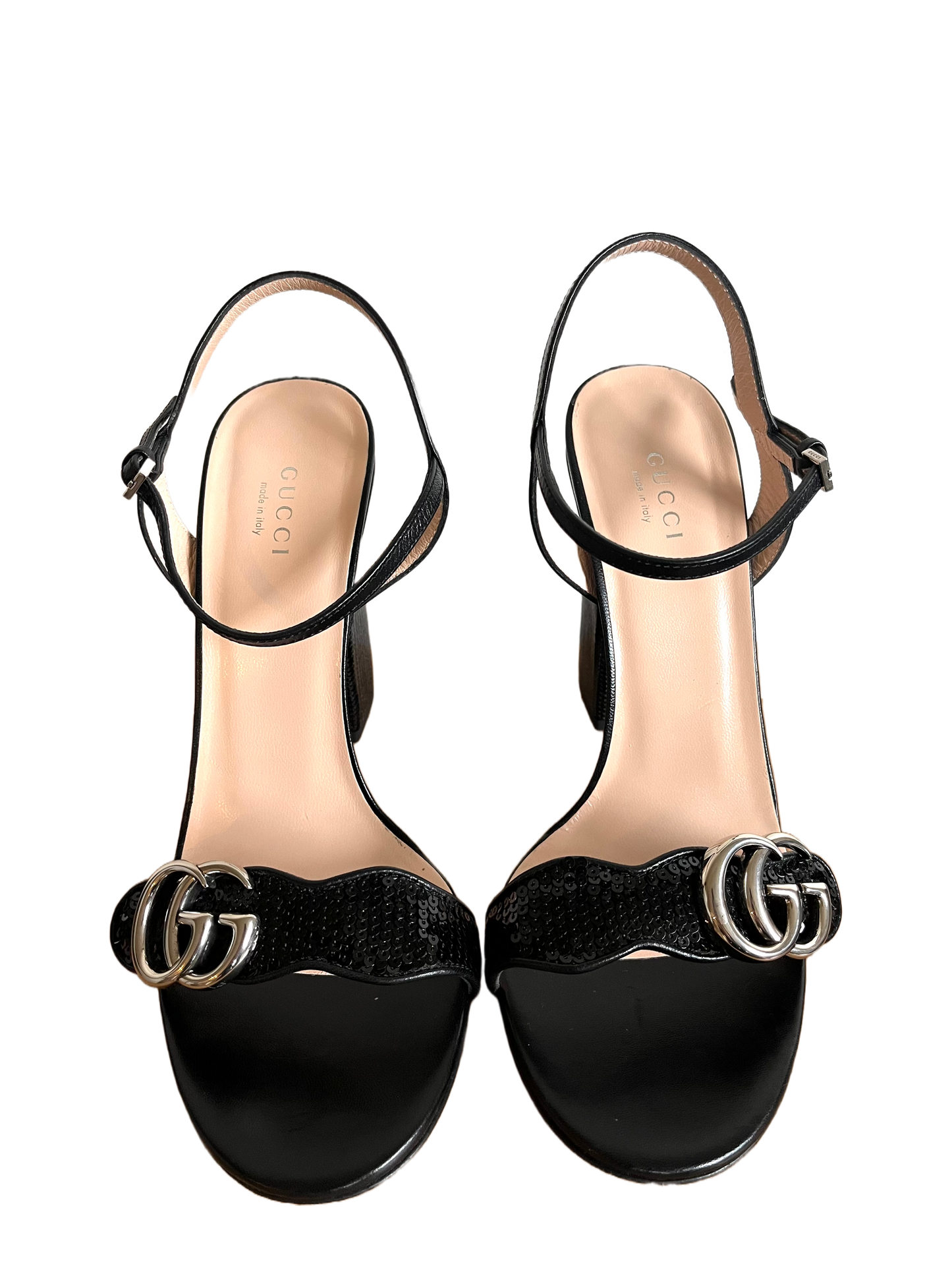 Gucci Sequin GG Marmont high heels sandals