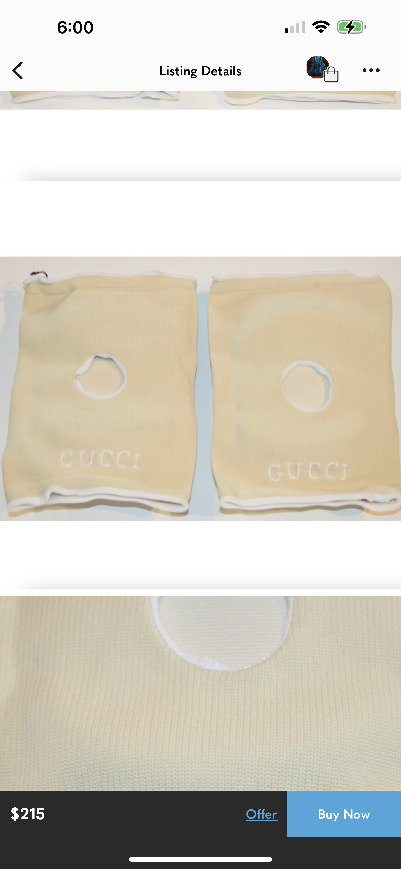 Gucci Ivory GG Logo Knee Pads