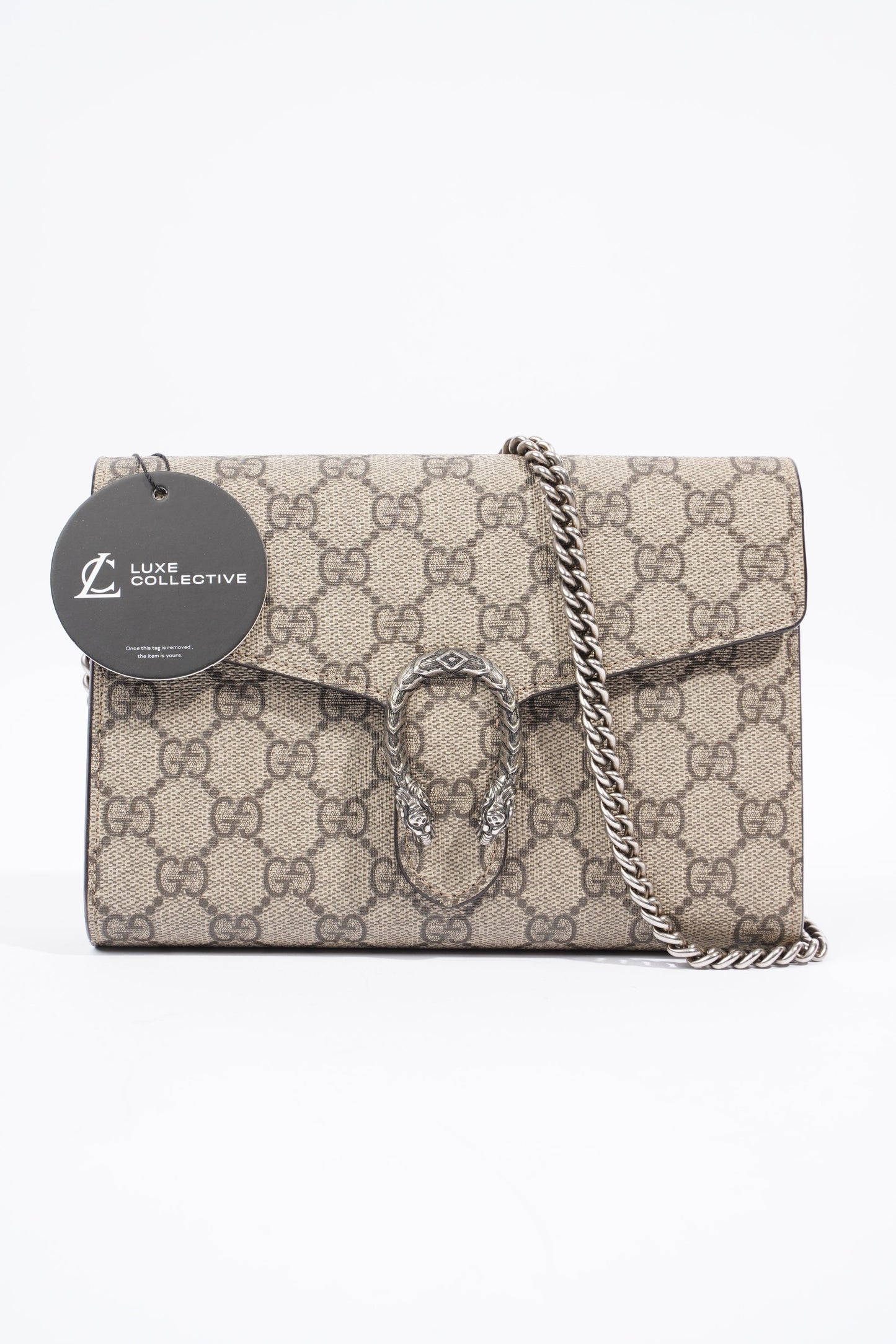 Gucci Dionysus GG Supreme Chain Wallet Beige And Ebony GG Supreme Coated Canvas