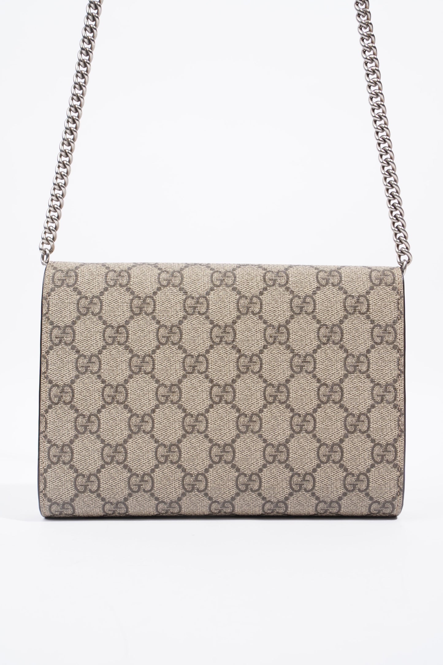 Gucci Dionysus GG Supreme Chain Wallet Beige And Ebony GG Supreme Coated Canvas