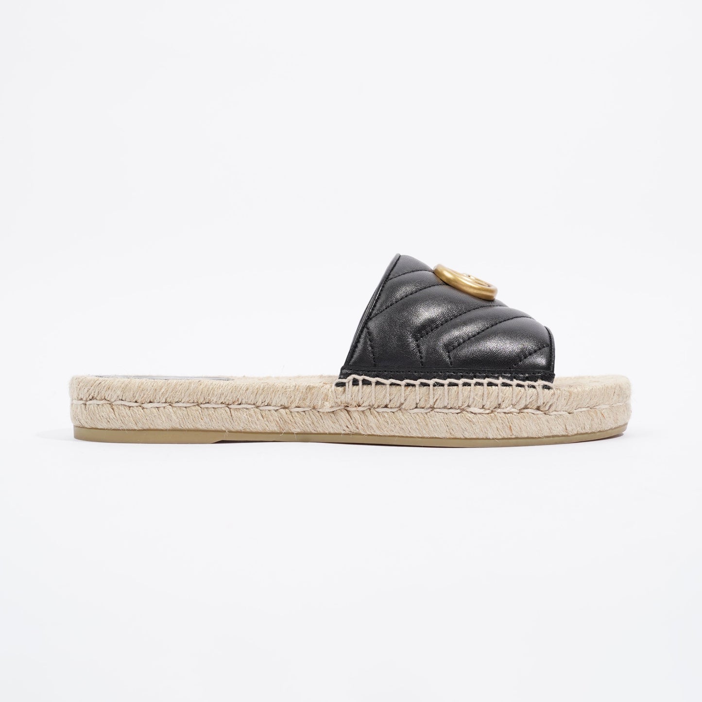 Gucci GG Matelasse Espadrille Black Leather EU 38 UK 5