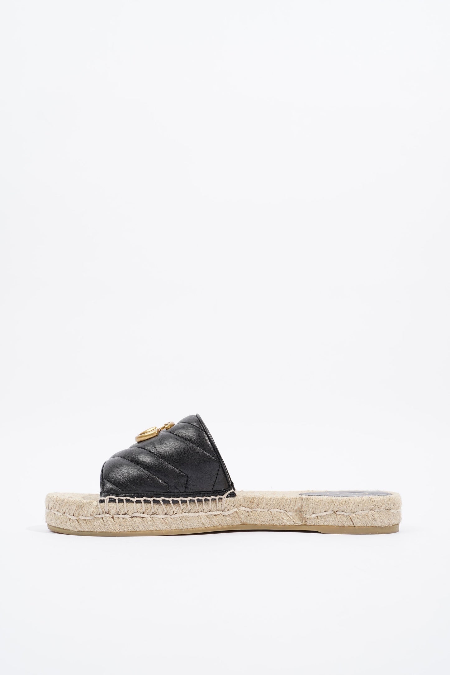 Gucci GG Matelasse Espadrille Black Leather EU 38 UK 5