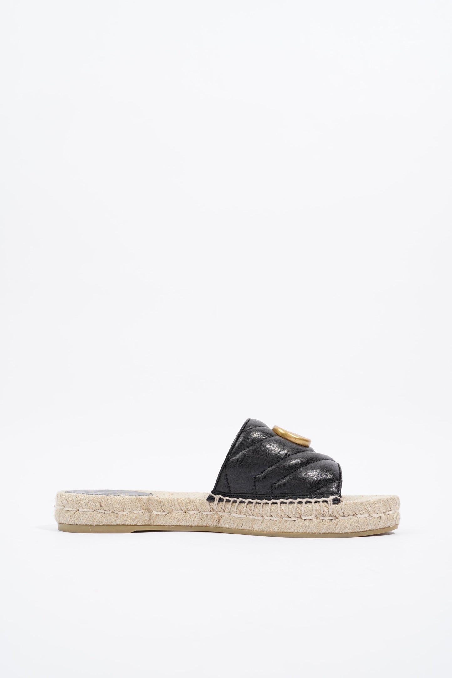 Gucci GG Matelasse Espadrille Black Leather EU 38 UK 5