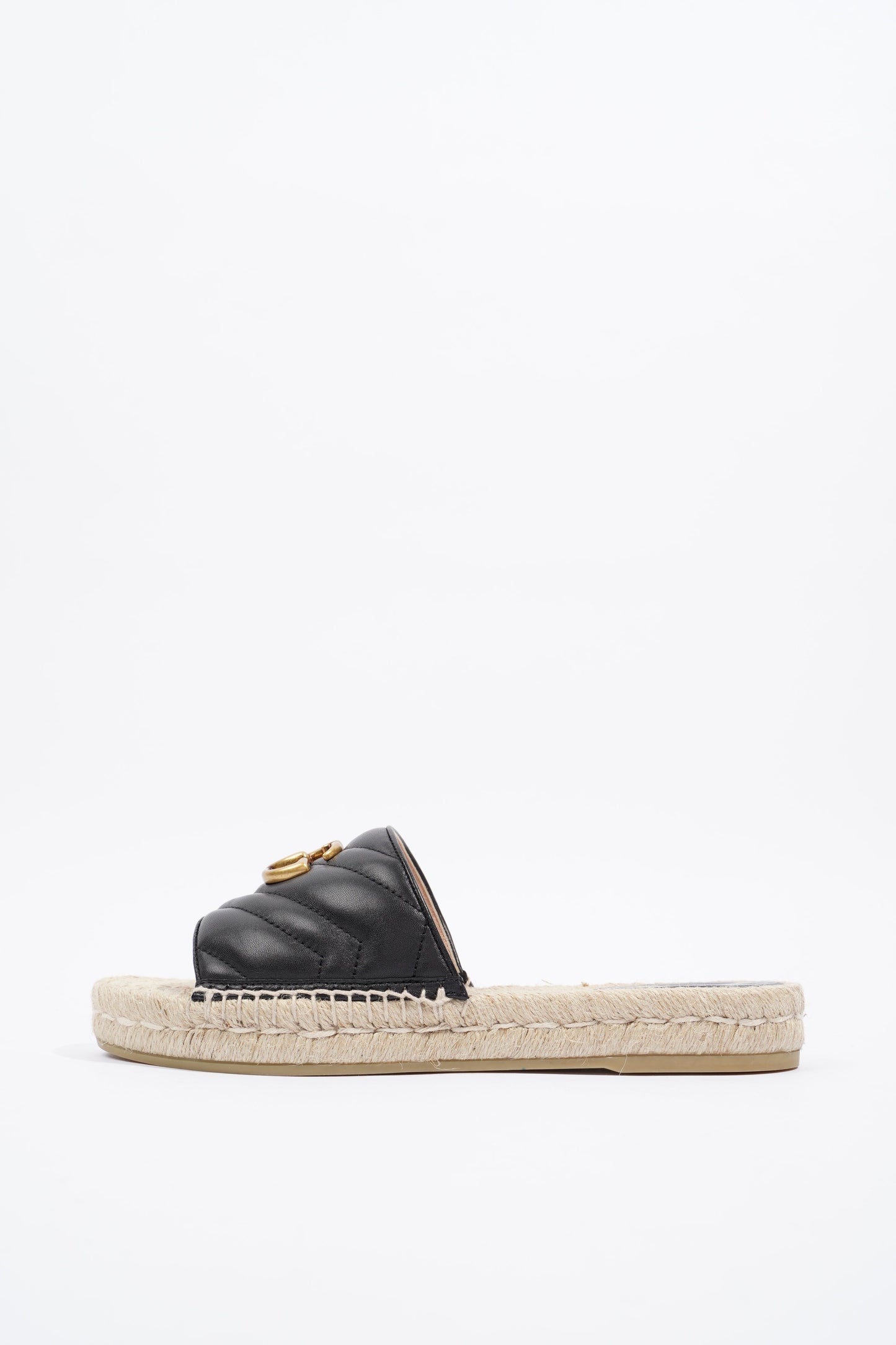 Gucci GG Matelasse Espadrille Black Leather EU 38 UK 5