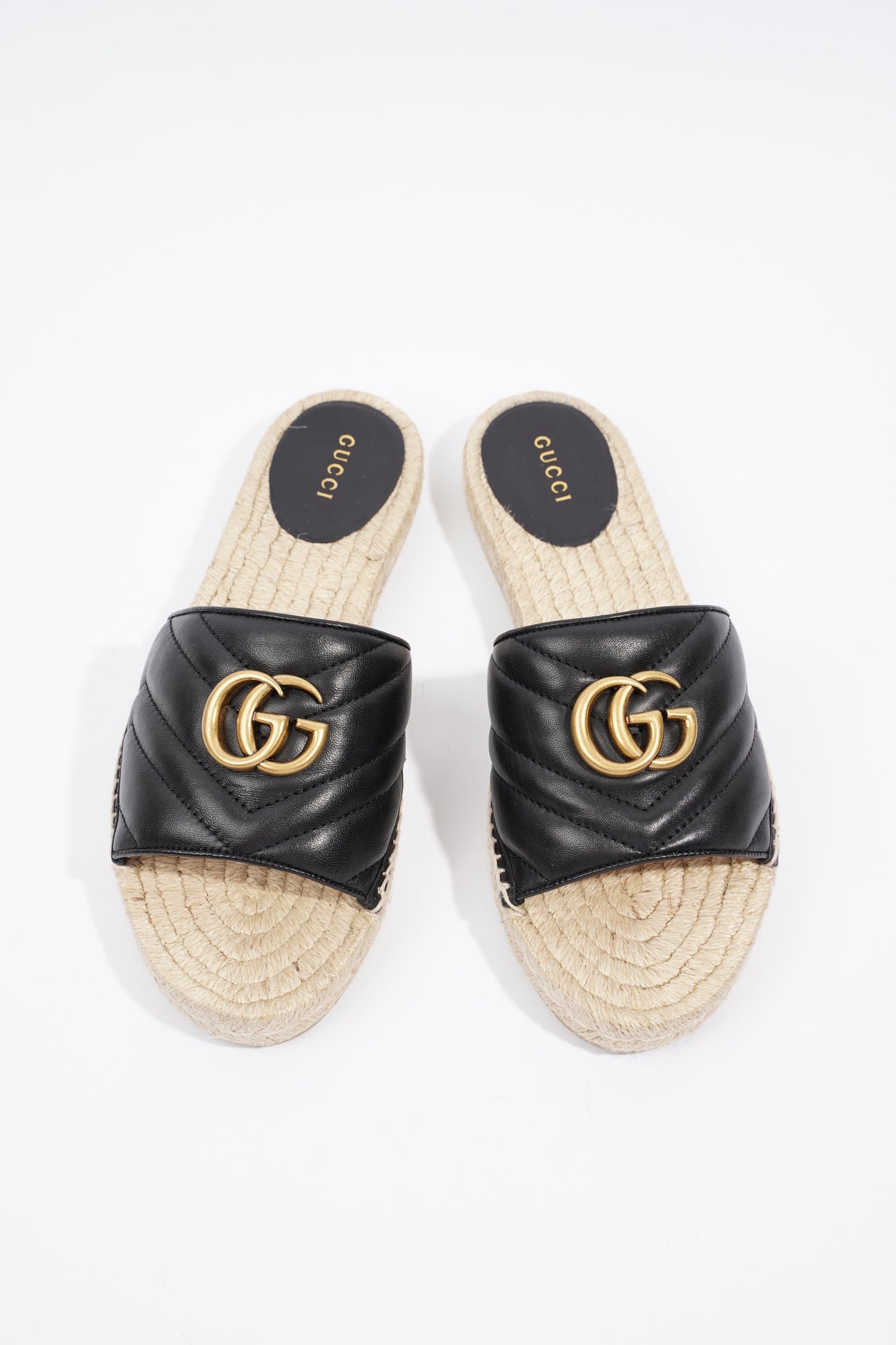 Gucci GG Matelasse Espadrille Black Leather EU 38 UK 5