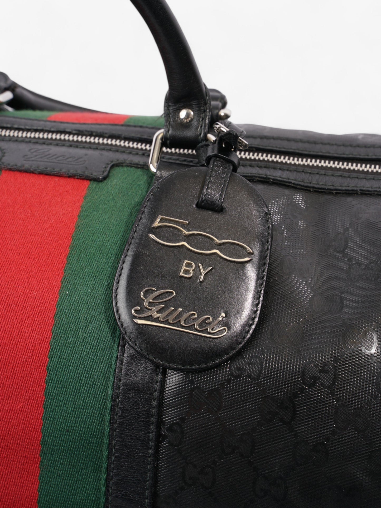 Gucci Fiat 500 Duffle Web Bag Black / Green / Red Canvas