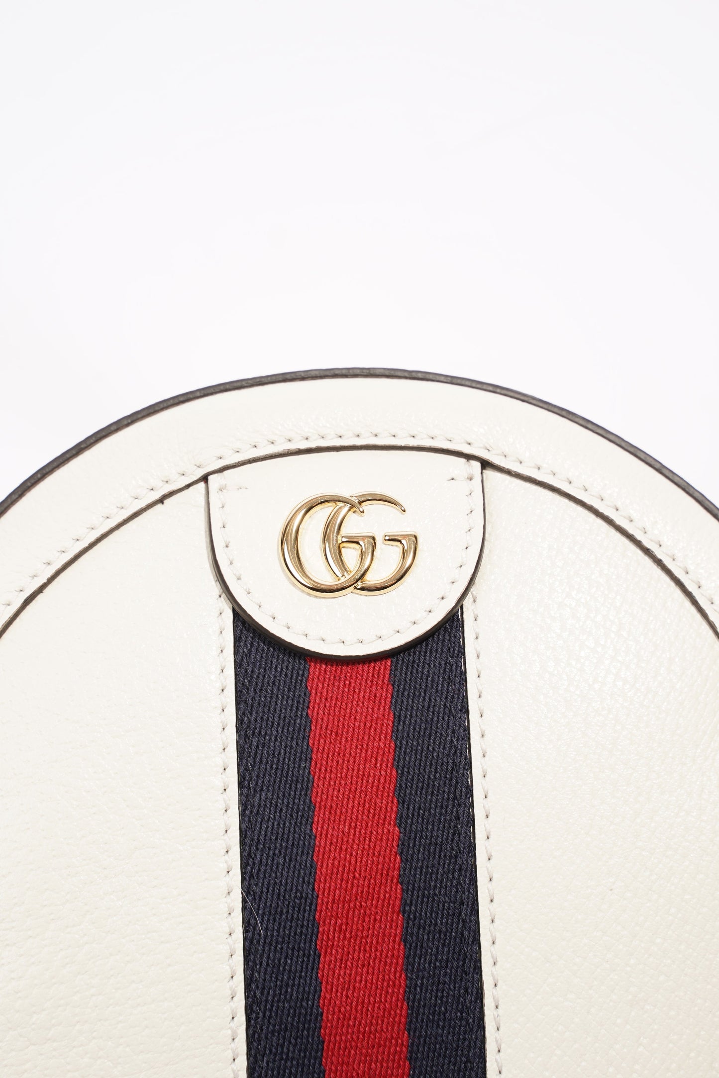 Gucci Ophidia GG Mini Round Shoulder Bag White / Blue / Red Leather