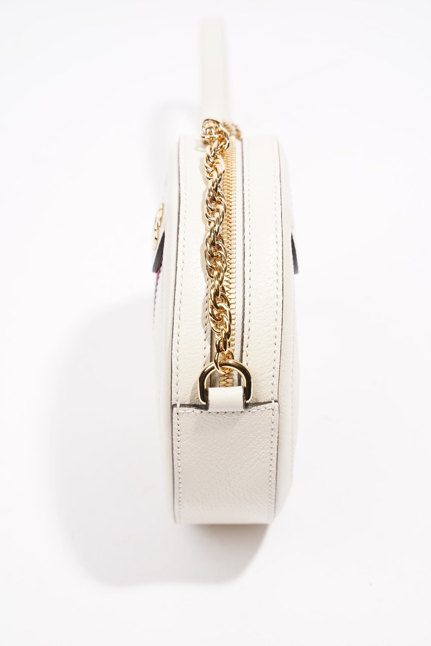 Gucci Ophidia GG Mini Round Shoulder Bag White / Blue / Red Leather