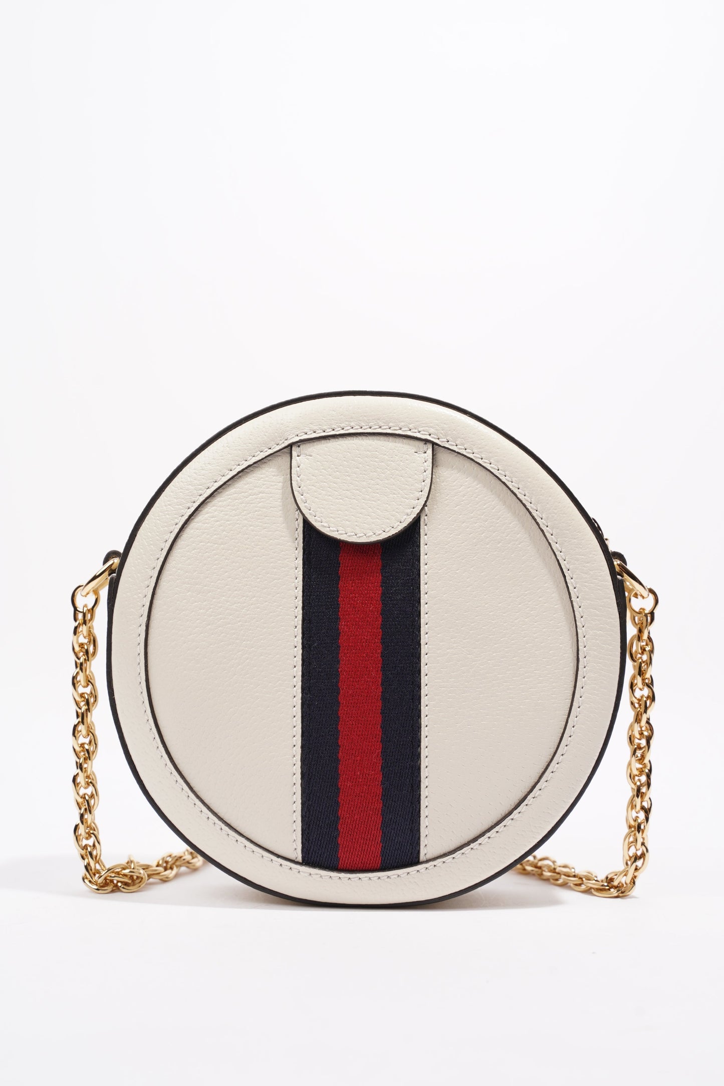 Gucci Ophidia GG Mini Round Shoulder Bag White / Blue / Red Leather