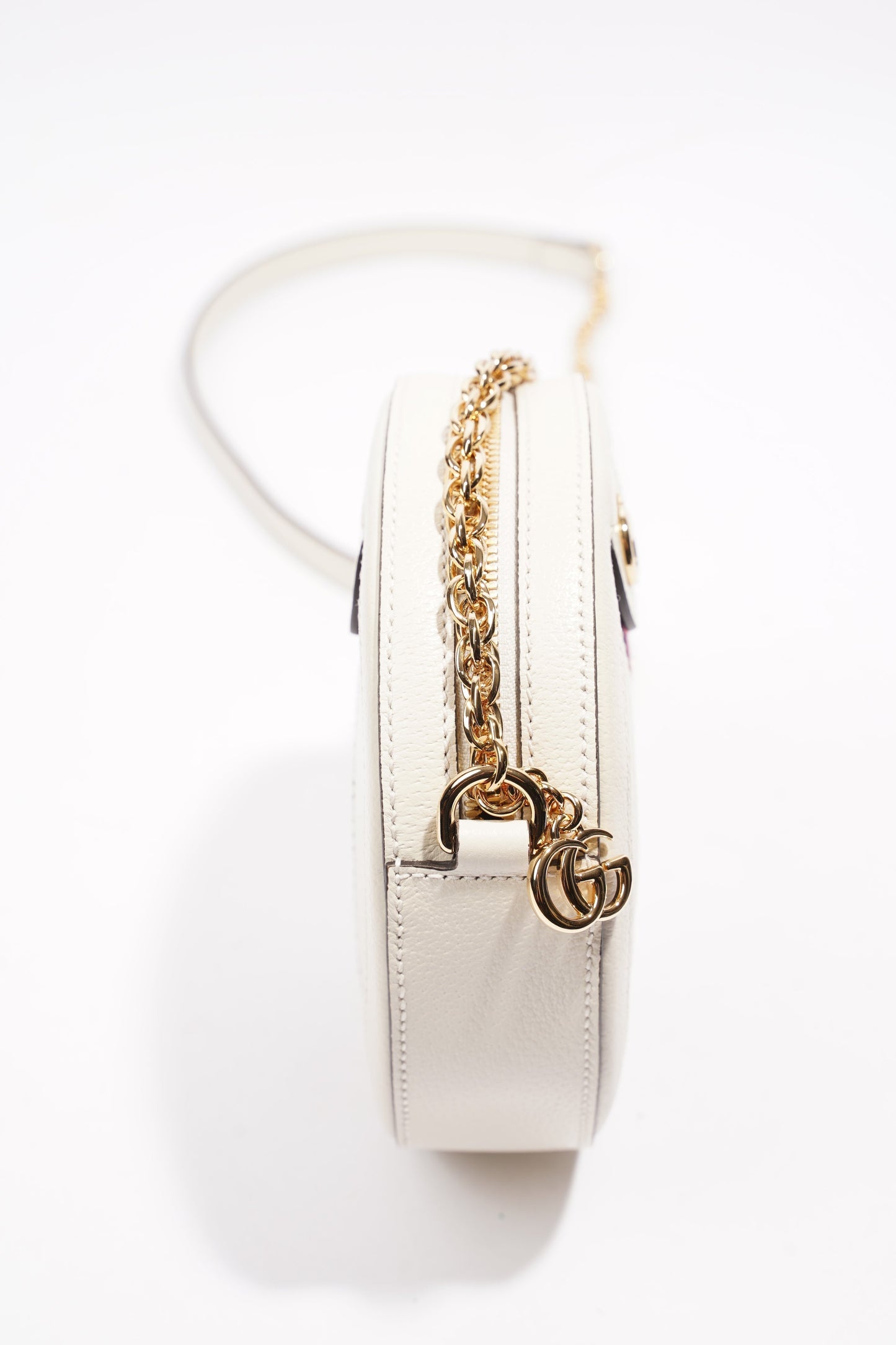 Gucci Ophidia GG Mini Round Shoulder Bag White / Blue / Red Leather