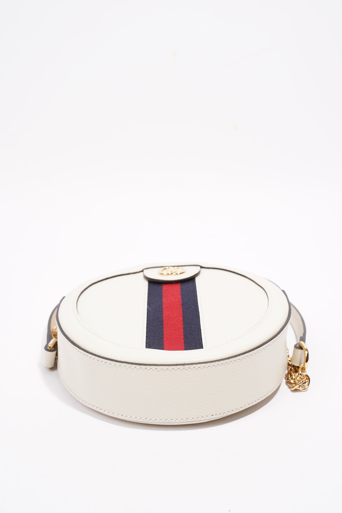 Gucci Ophidia GG Mini Round Shoulder Bag White / Blue / Red Leather