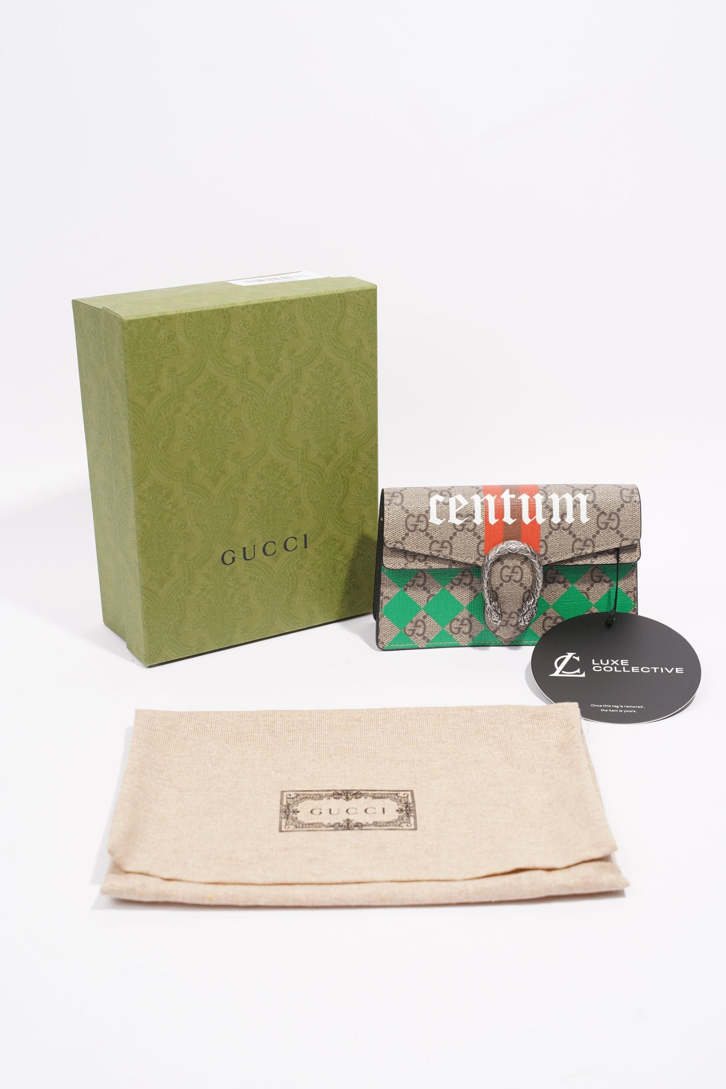 Gucci Centum Dionysus GG Supreme / Green / Orange Canvas Super Mini