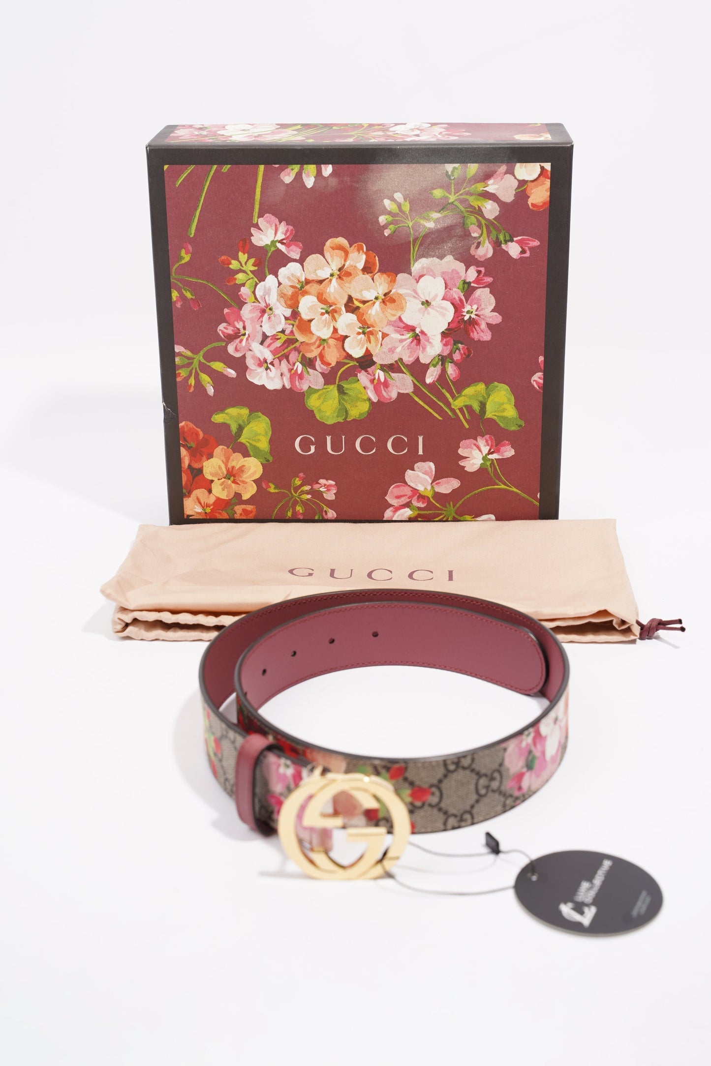 Gucci Interlocking Belt Surpreme / Floral Coated Canvas 75cm 30"