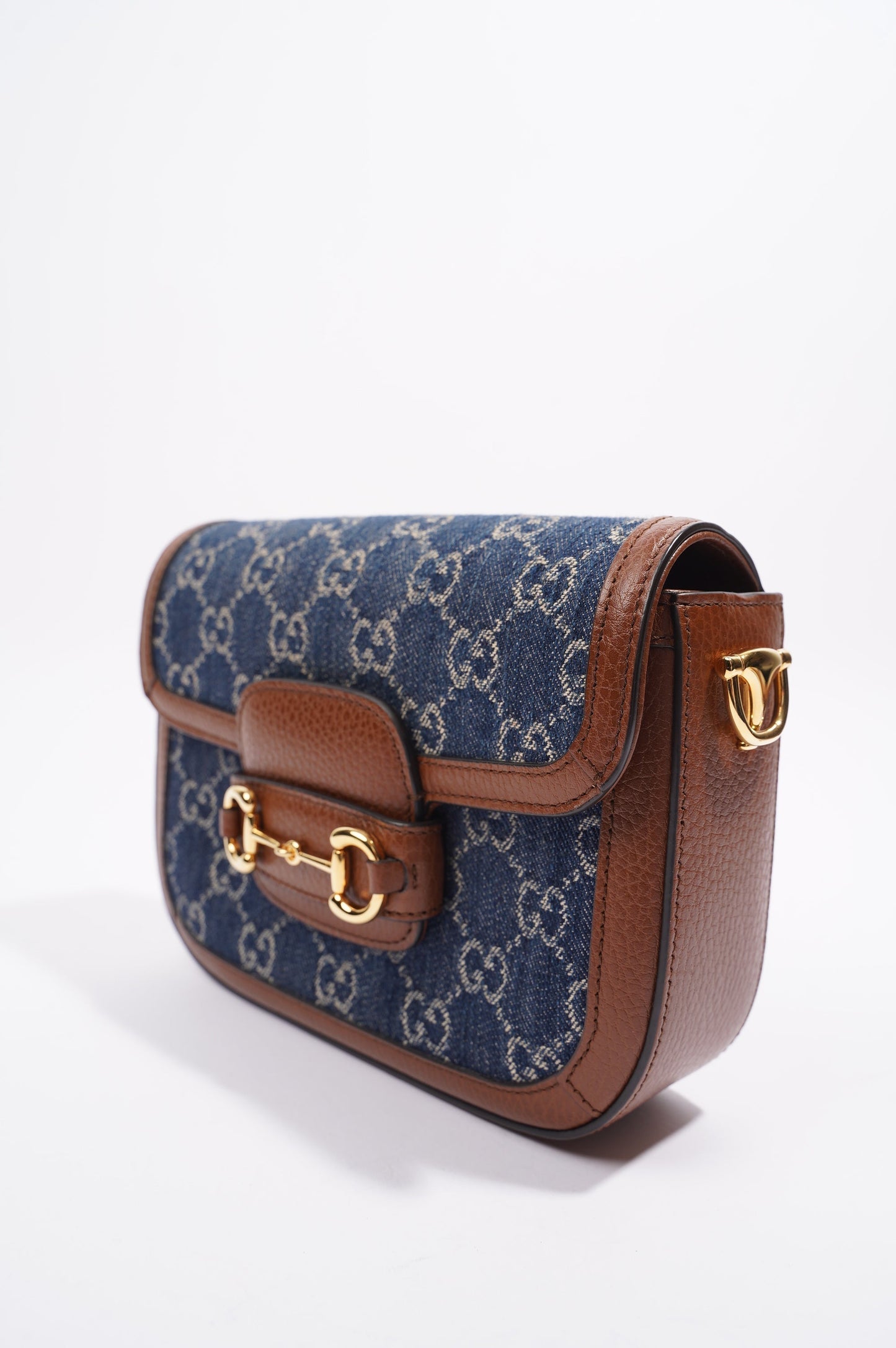 Gucci Horsebit 1955 Mini Bag Denim / Brown Leather