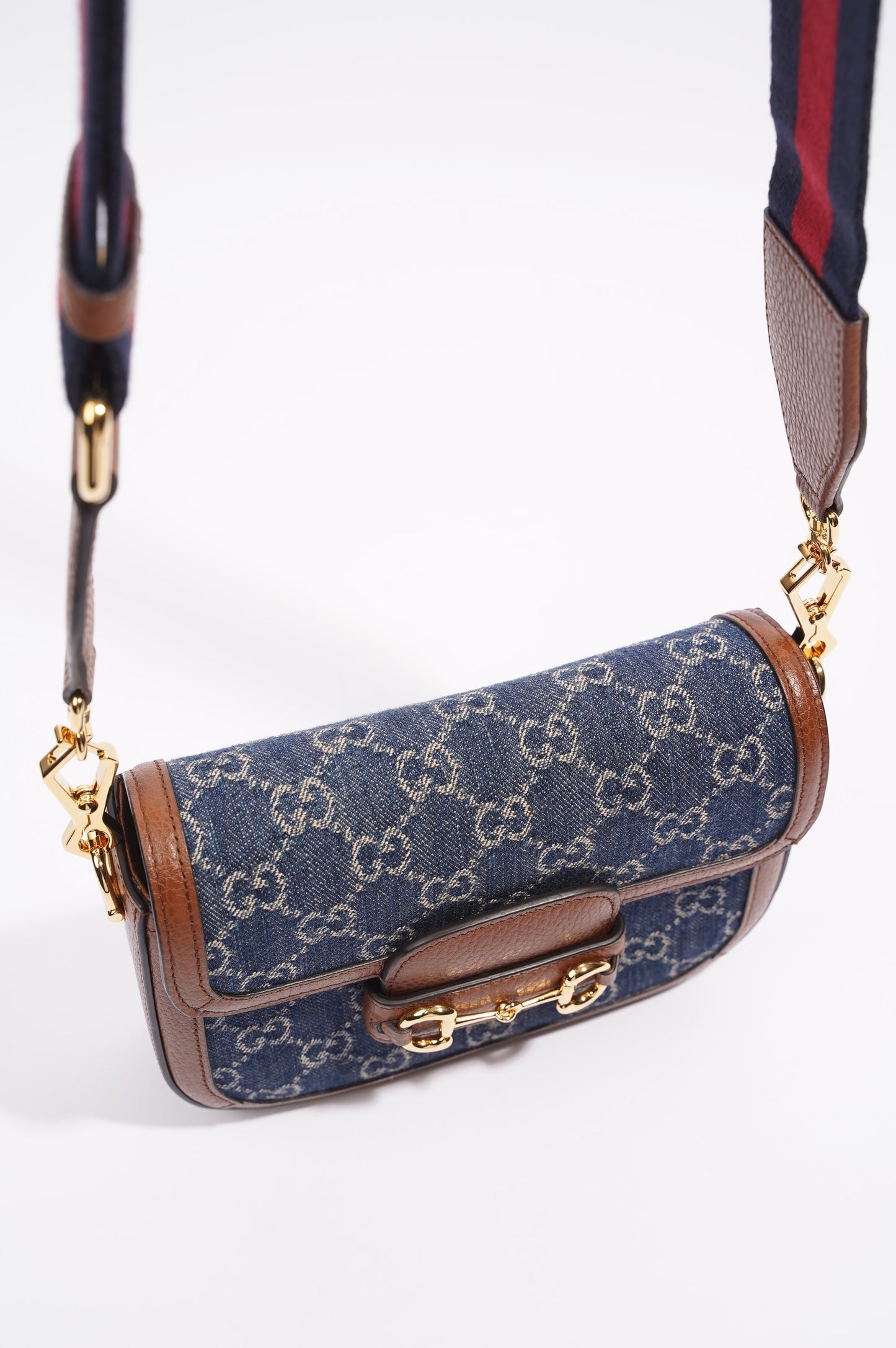 Gucci Horsebit 1955 Mini Bag Denim / Brown Leather