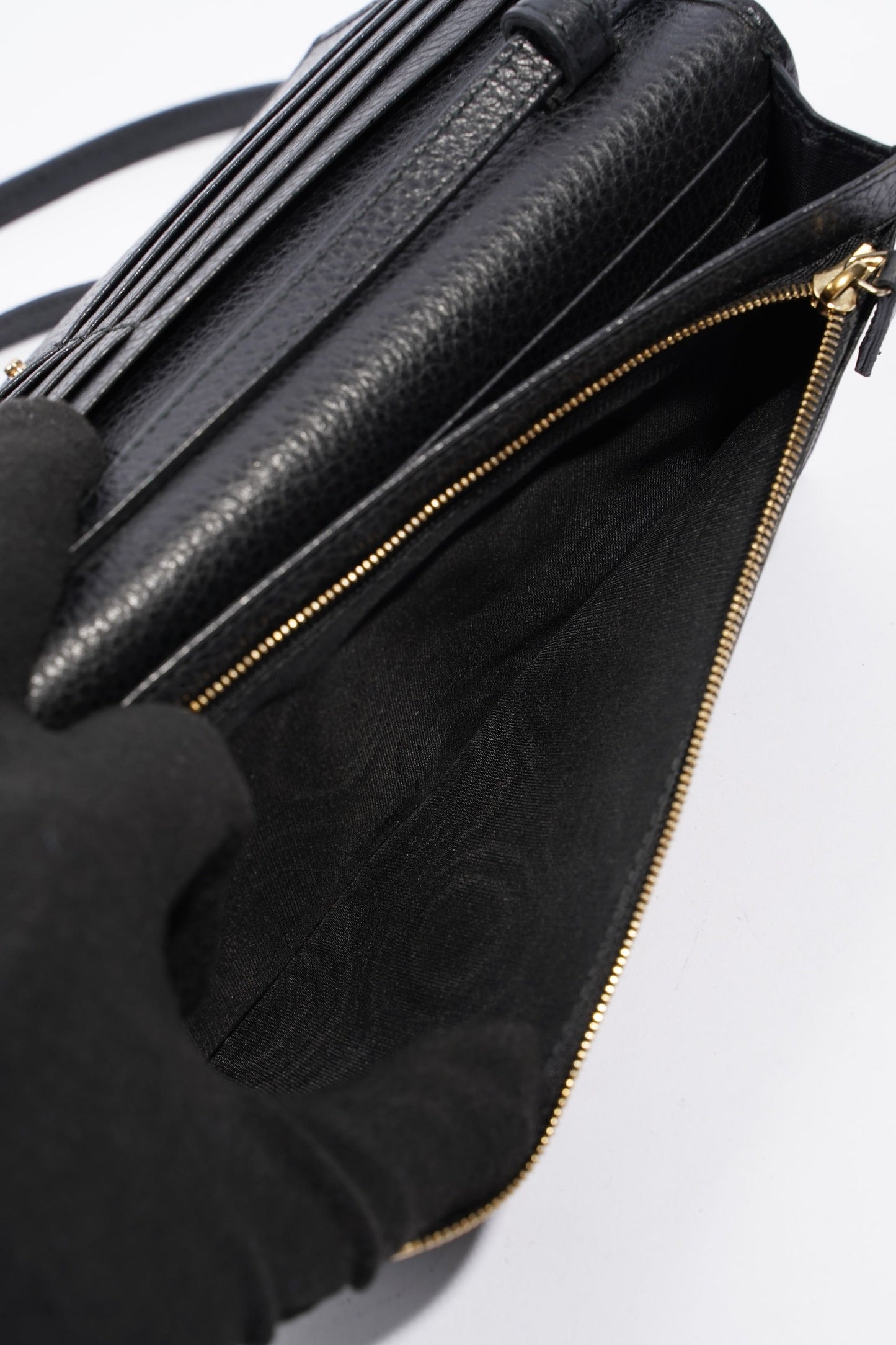 Gucci Swing Leather strap Wallet Black Leather