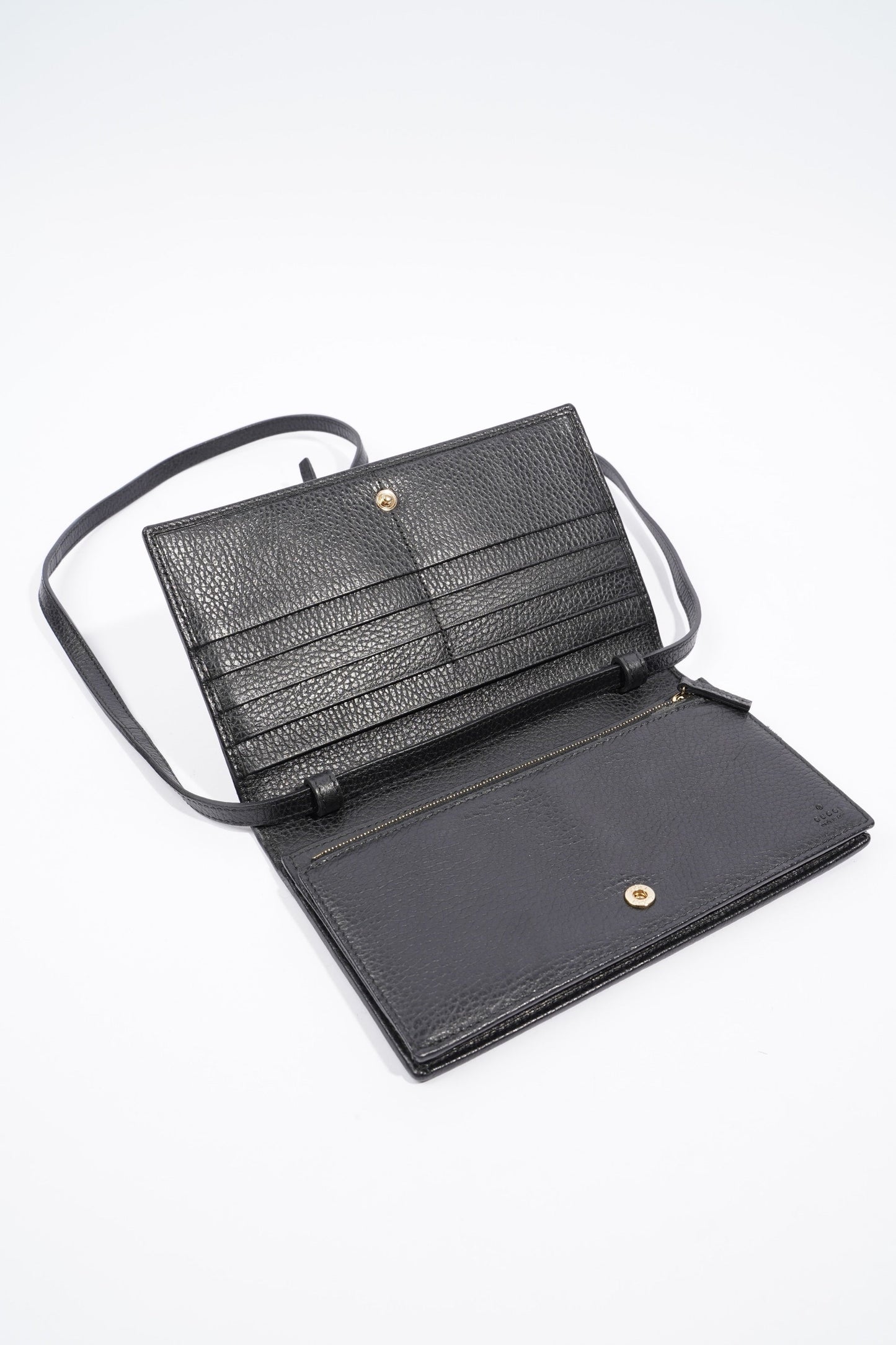 Gucci Swing Leather strap Wallet Black Leather