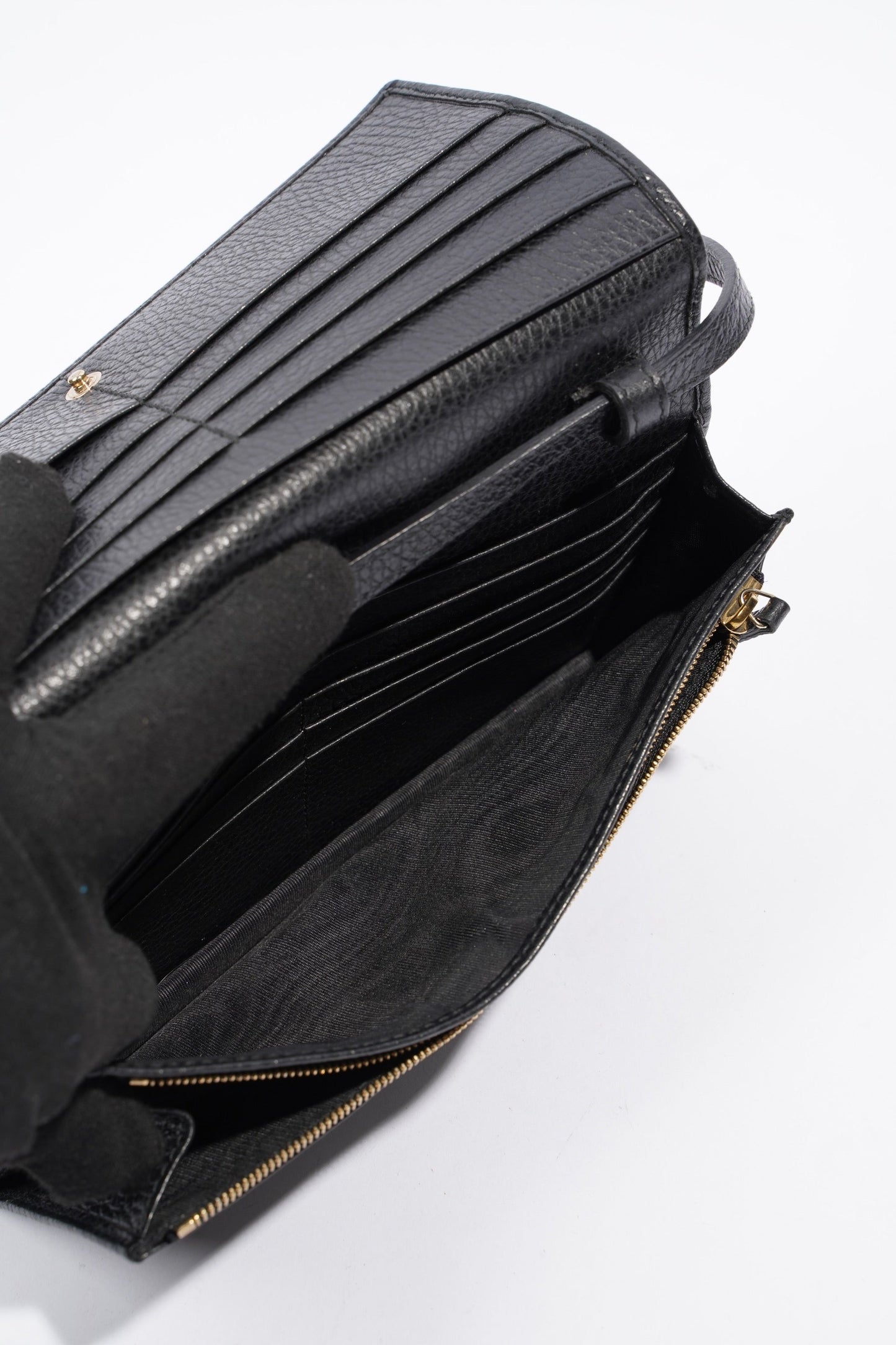 Gucci Swing Leather strap Wallet Black Leather