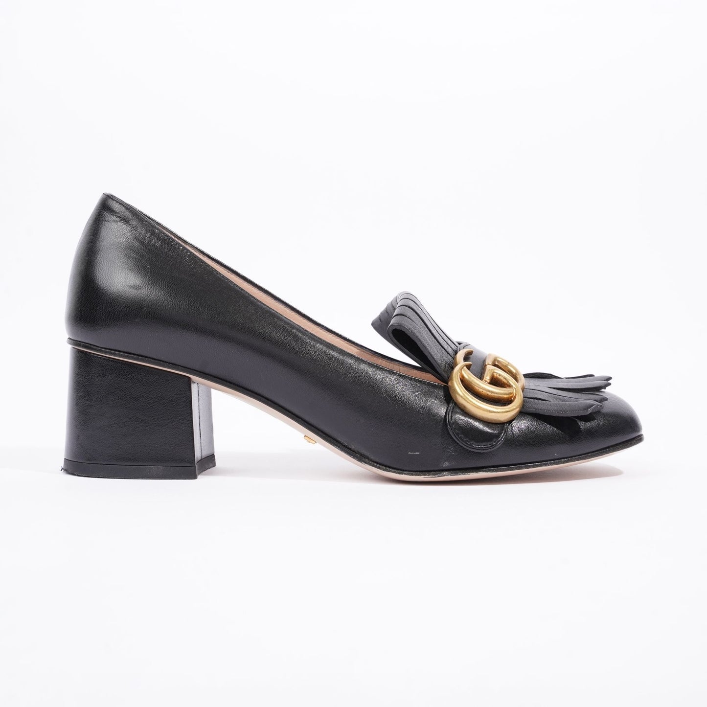 Gucci Womens Marmont Fringed Mule Black / Gold EU 38 / UK 5