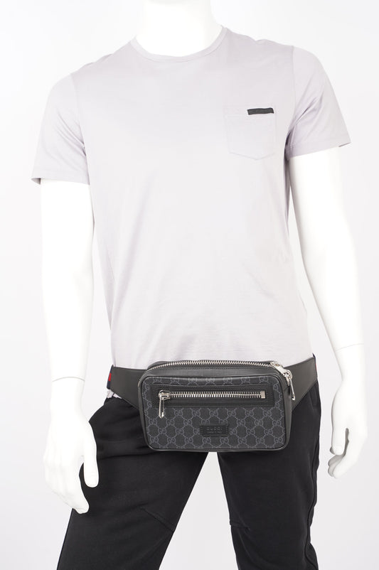 Gucci Mens GG Belt Bag Grey Canvas