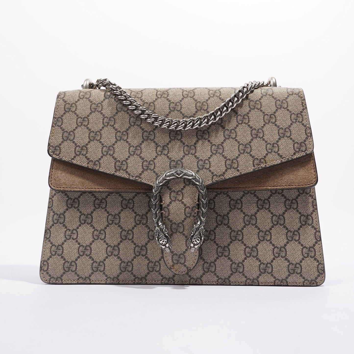 Gucci Womens Dionysus Shoulder Bag Brown Canvas / Leather Medium