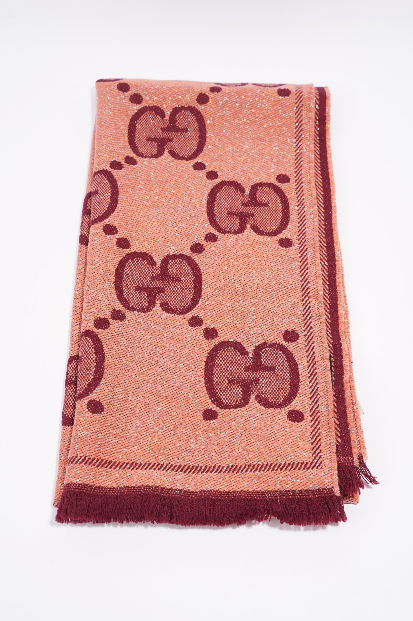 Gucci Womens GG Shawl Coral Wool
