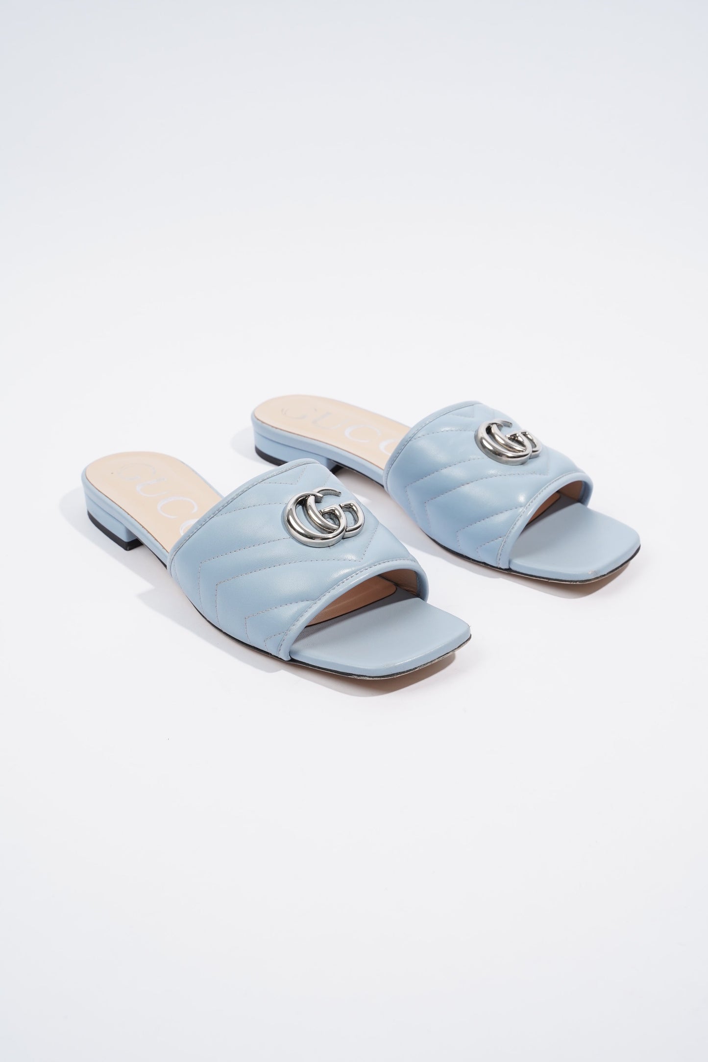 Gucci Double G Leather Sandal Baby Blue EU 38.5 / UK 5.5