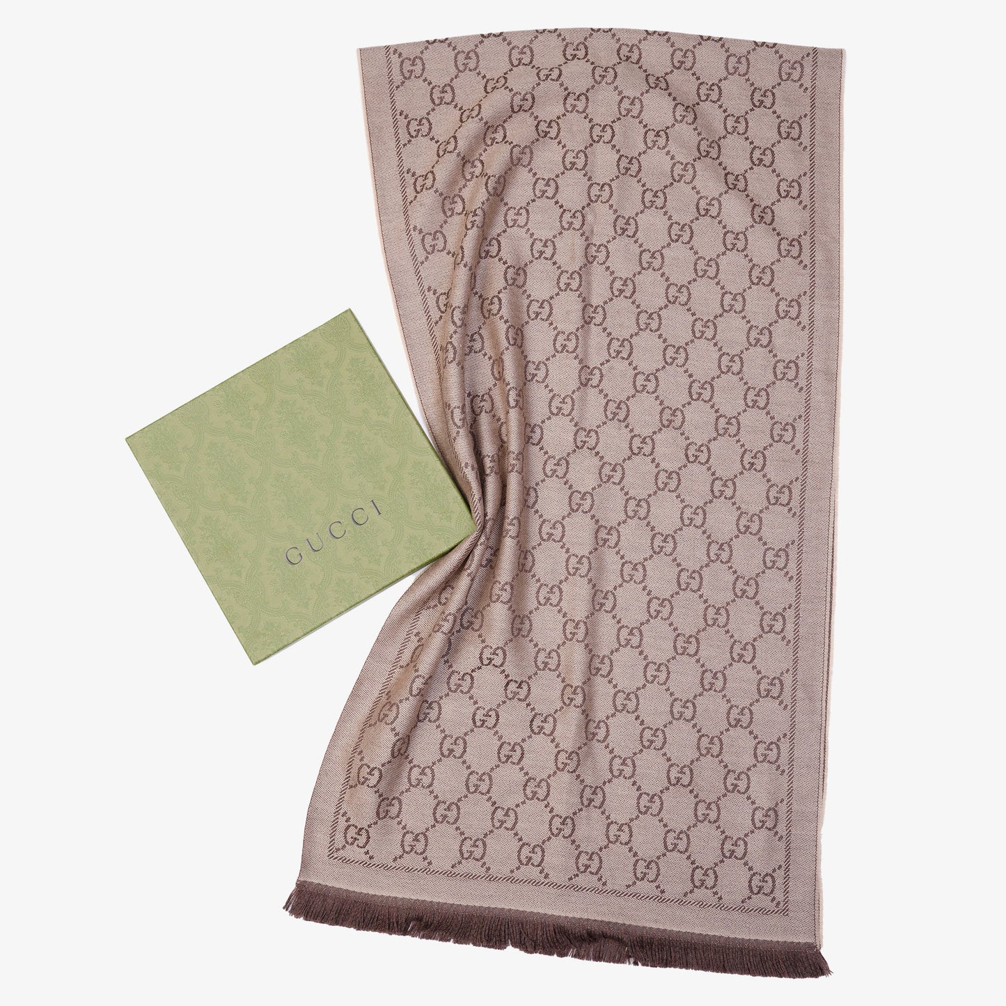 Gucci Womens GG Scarf Beige / Brown