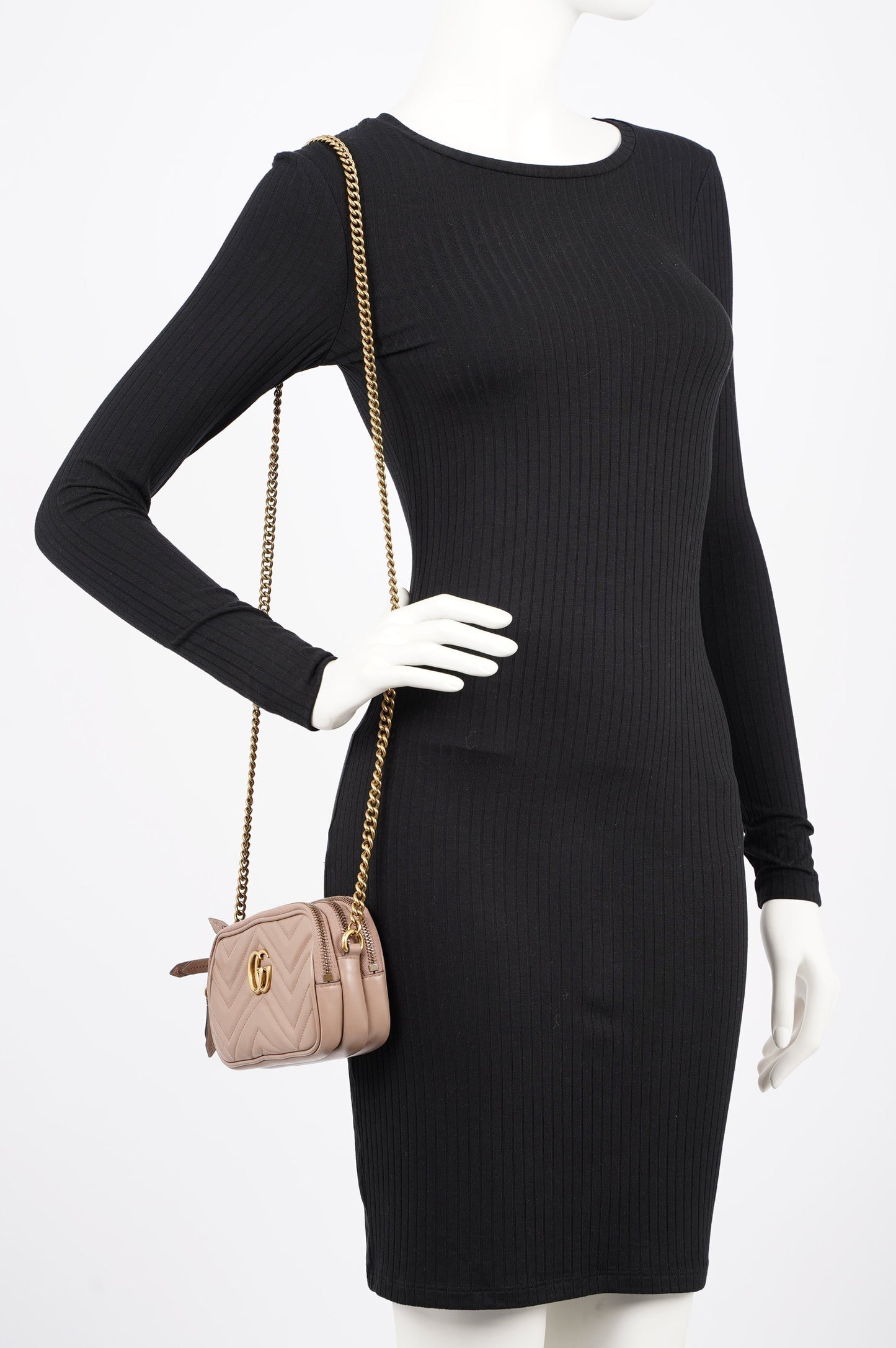 Gucci Womens Marmont Triple Zip Bag Nude