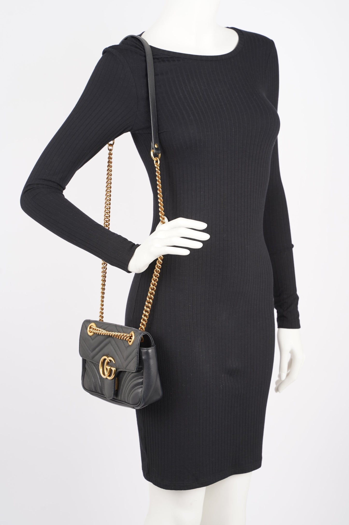 Gucci Womens GG Marmont Flap Bag Black Mini
