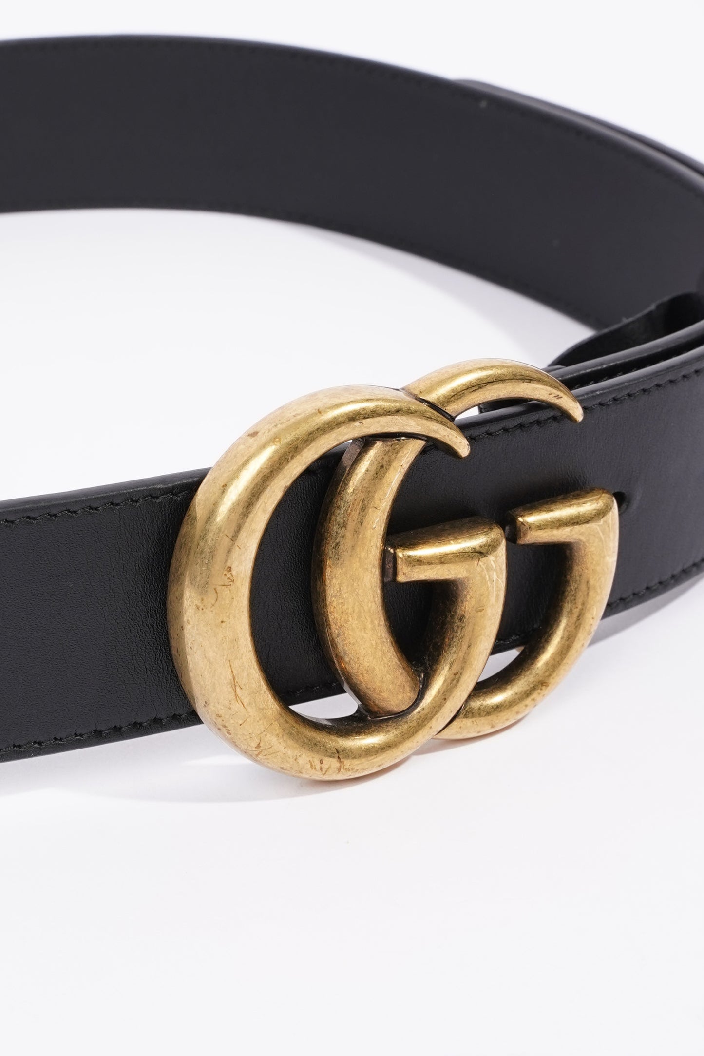 Gucci Womens Marmont Belt Black Leather / Brass 80cm - 32"