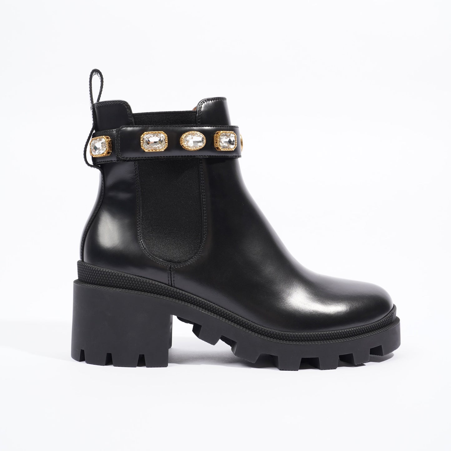Gucci Womens Leather Ankle Boot With Belt Black EU 40 / UK 7