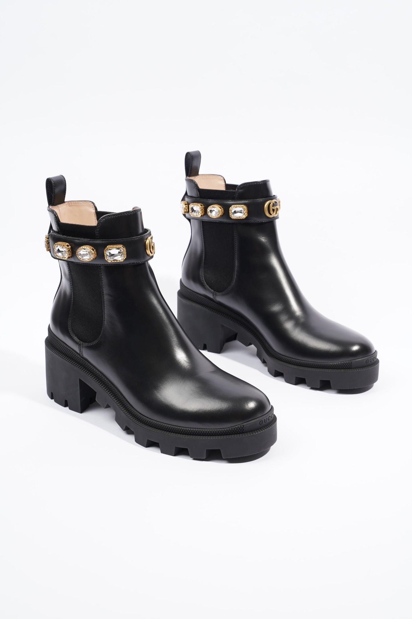 Gucci Womens Leather Ankle Boot With Belt Black EU 40 / UK 7