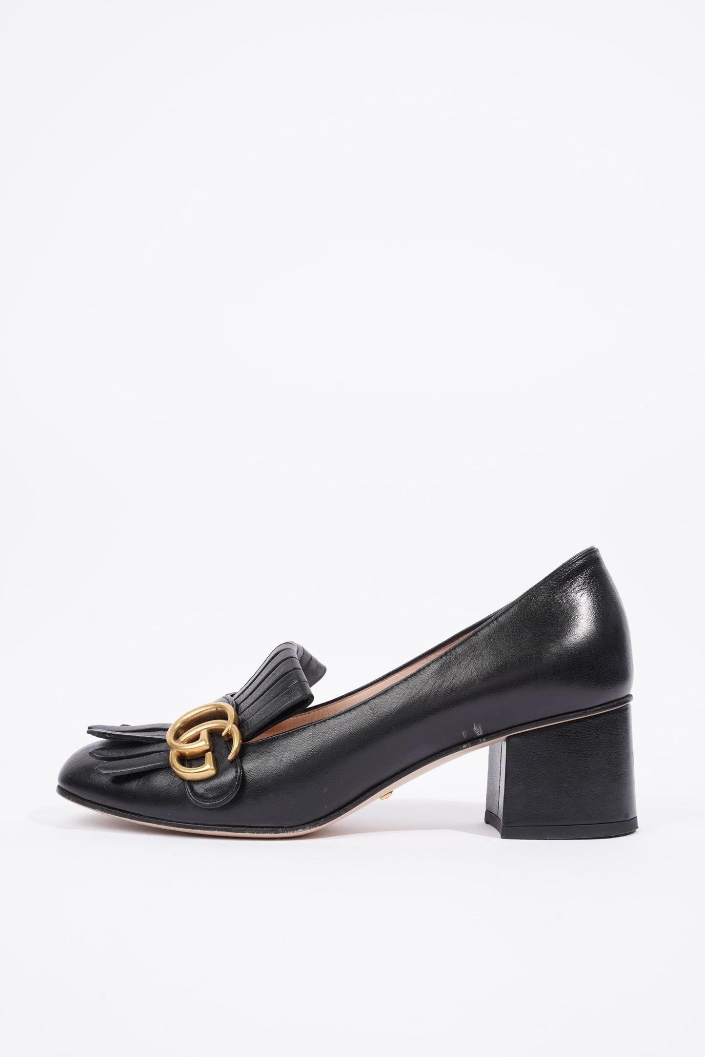 Gucci Womens Marmont Fringed Mule Black / Gold EU 38 / UK 5