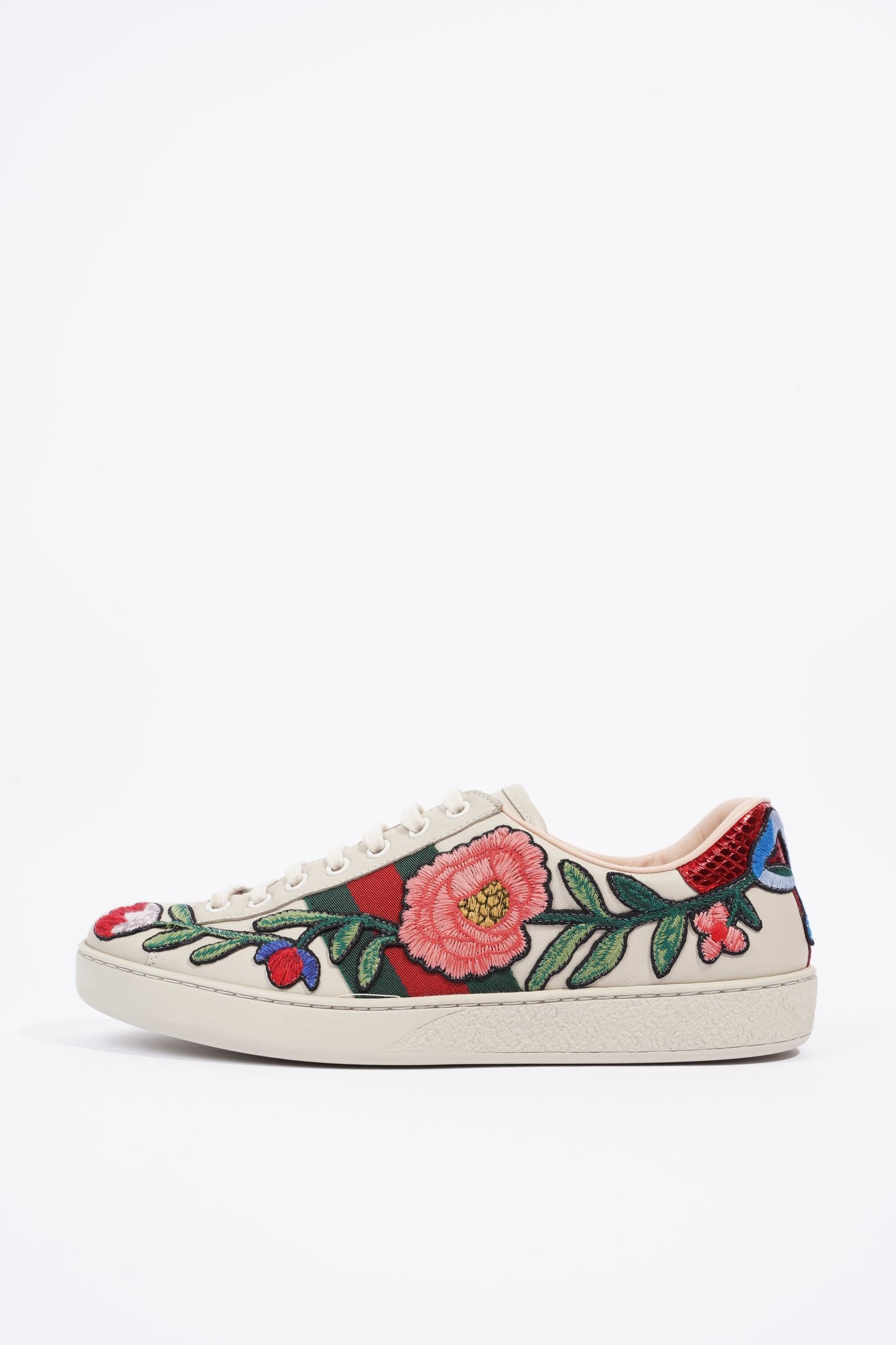 Gucci Mens Ace Floral Off White / Multi EU 40.5 / UK 6.5