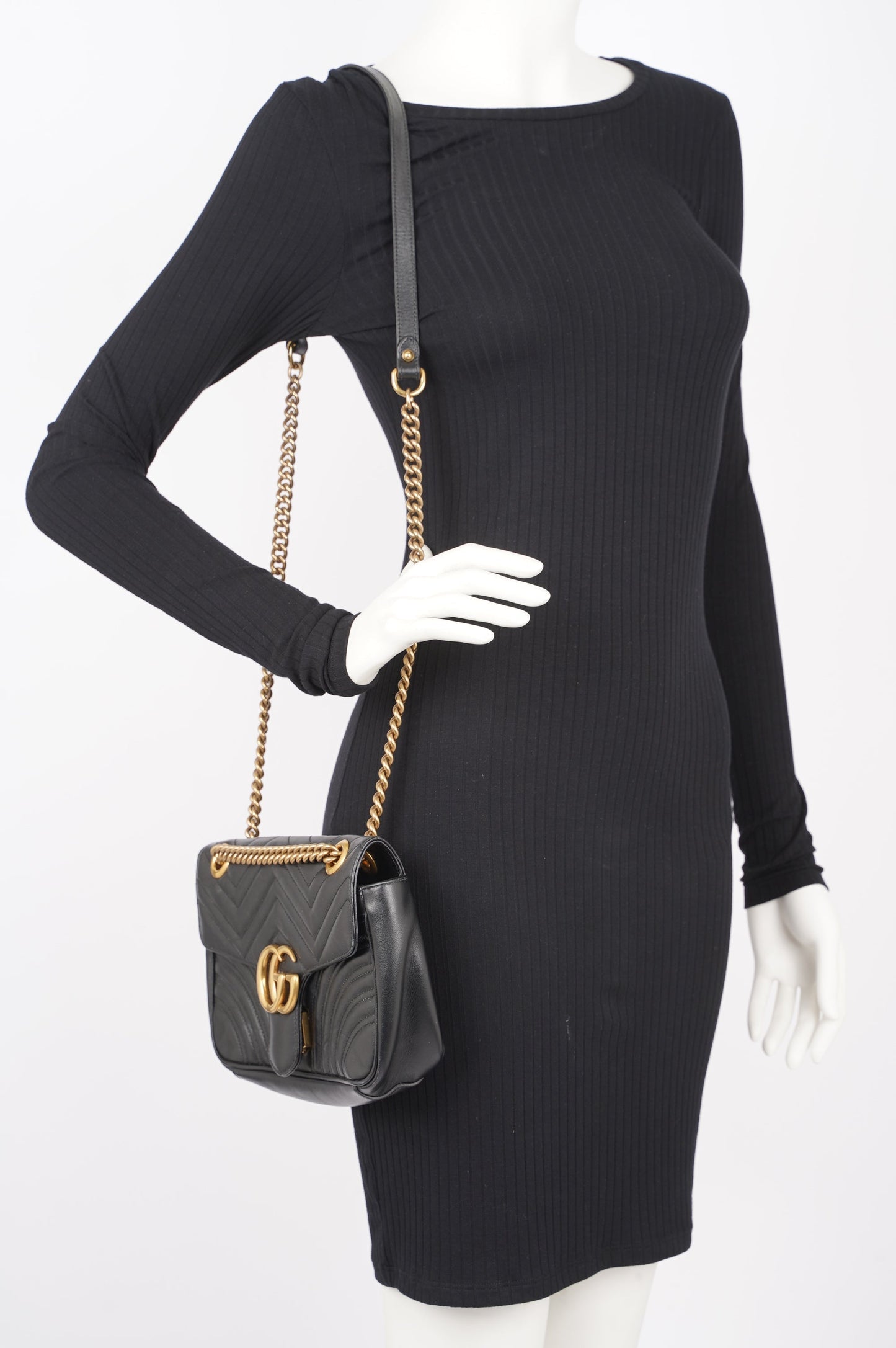 Gucci GG Marmont Flap Black Leather Small